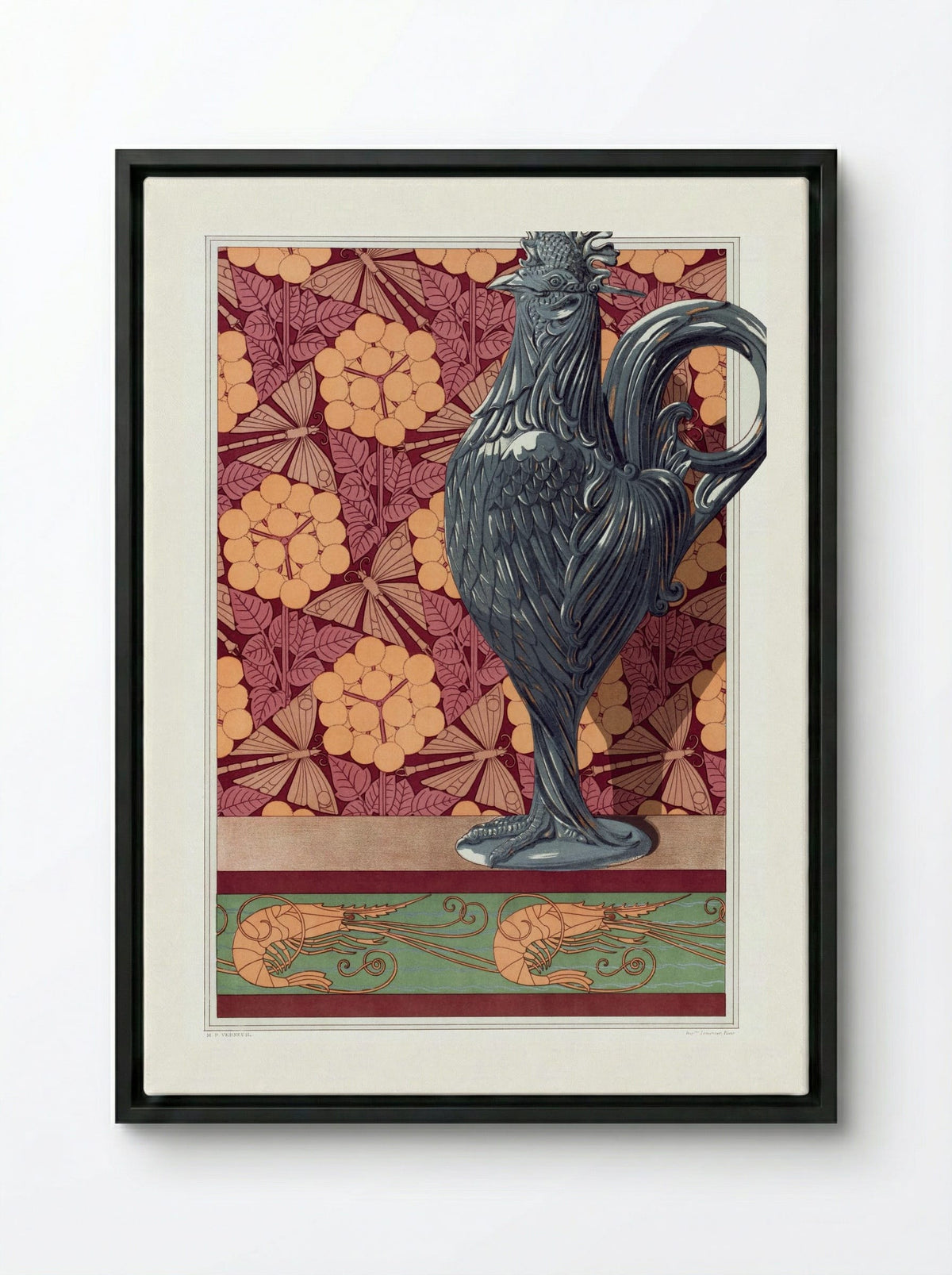 Crevettes, Bordure - Maurice Pillard Verneuil - Framed Canvas Black