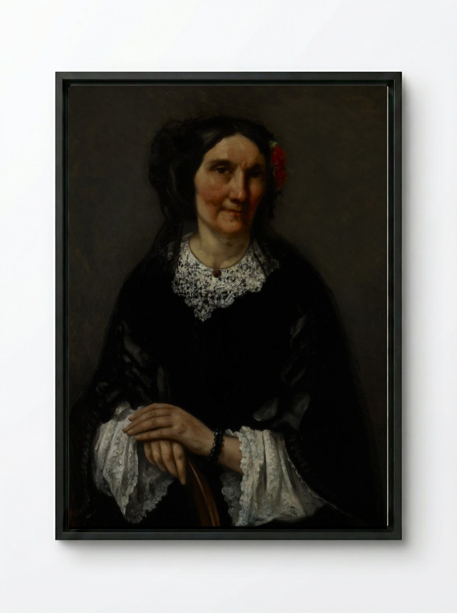 Portrait of a Woman - Gustave Courbet - Framed Canvas Black