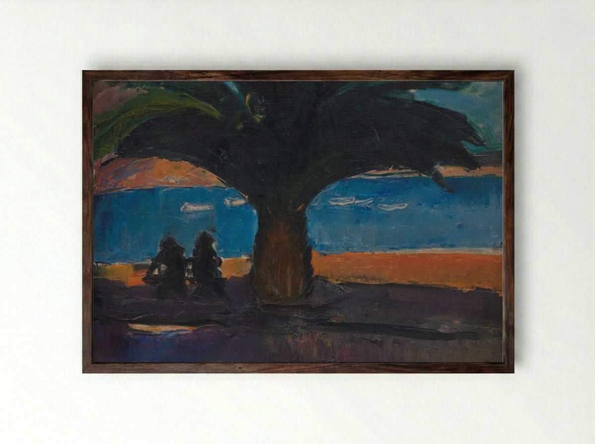 The Thick Palm. View from Villefranche - Jens Adolf Jerichau - Framed Print Dark Wood
