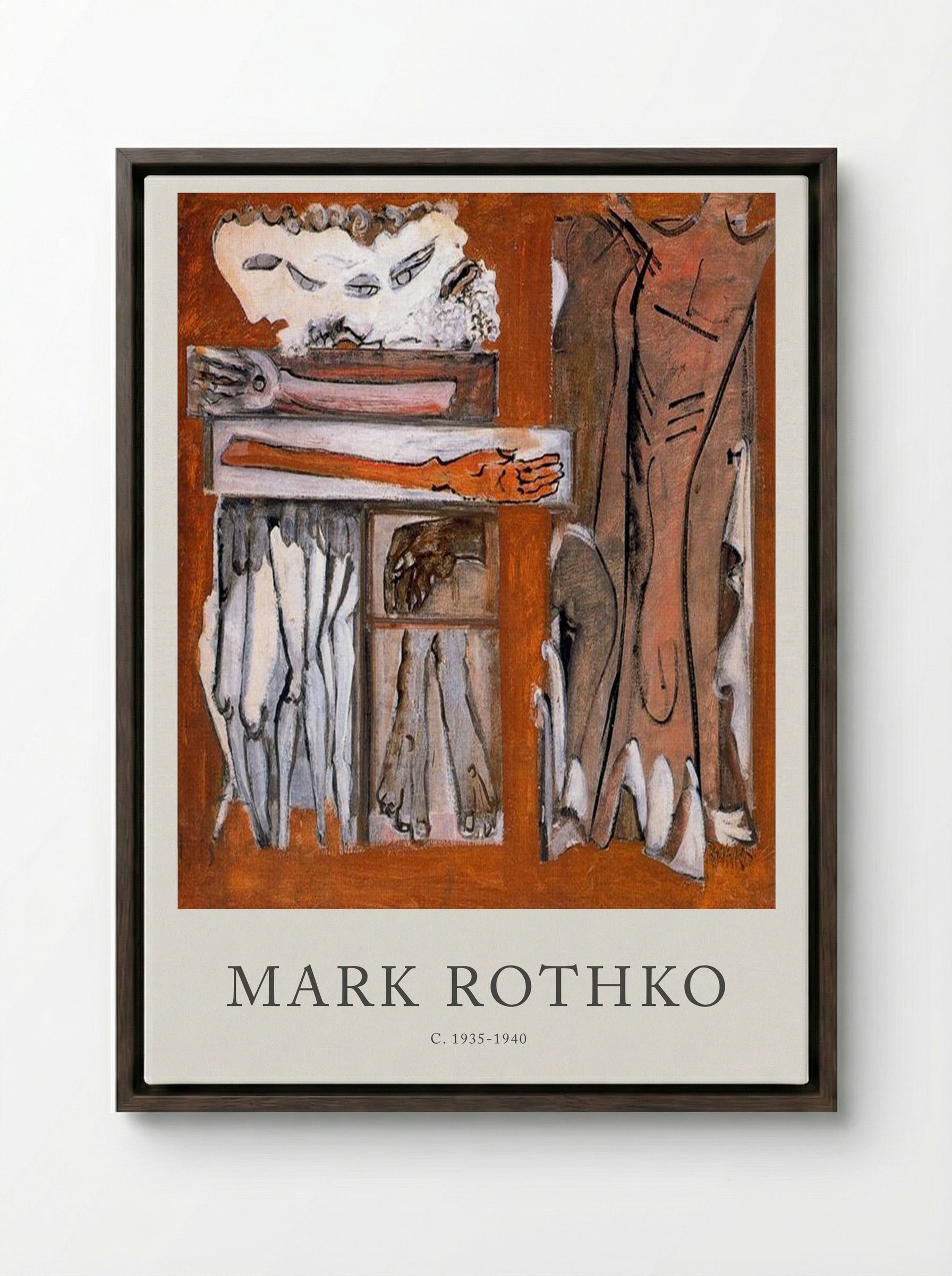 Untitled (Figurative Composition) - Mark Rothko - Framed Canvas Dark Wood