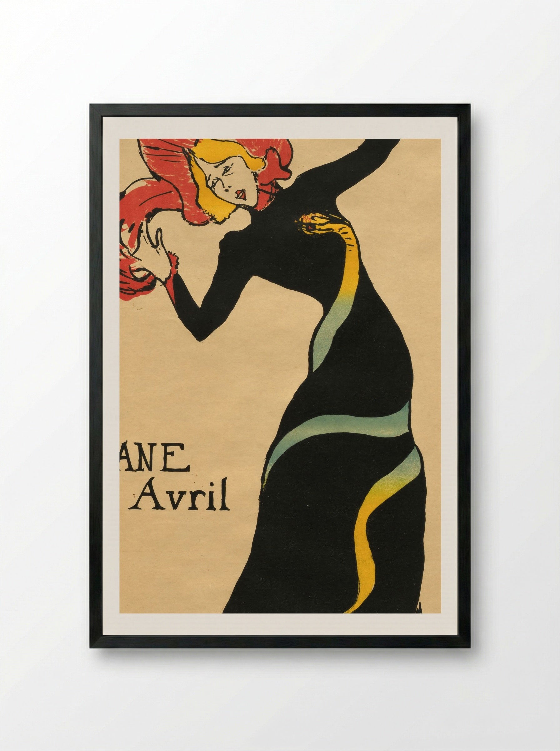 Jane Avril - Henri de Toulouse-Lautrec - Framed Print Black