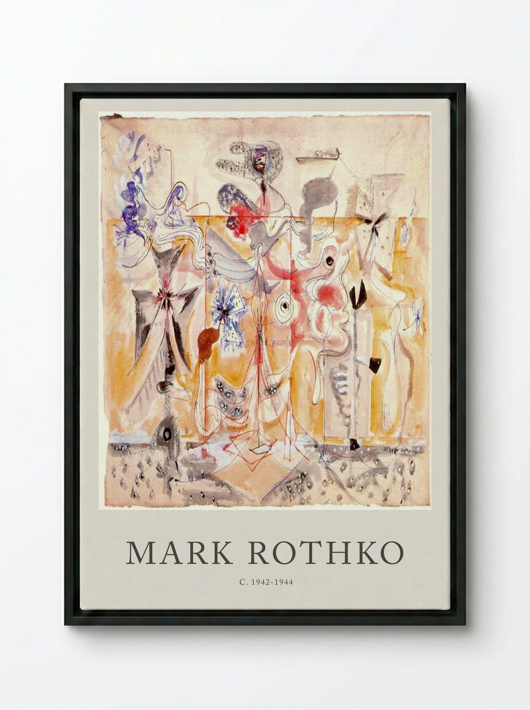 Untitled (Biomorphic Composition) - Mark Rothko - Framed Canvas Black