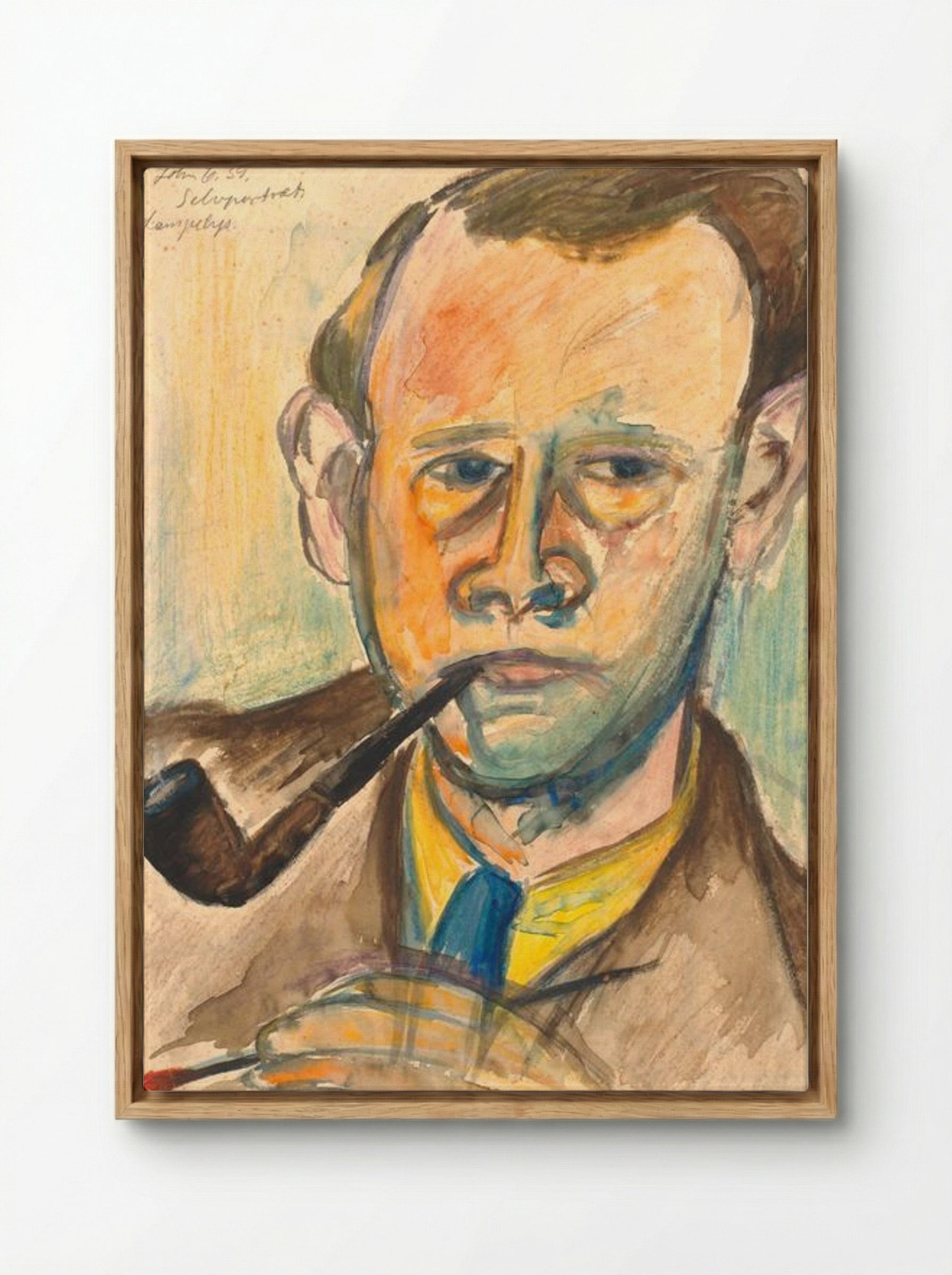 Self-portrait in Lamplight - John Christensen - Framed Canvas Wood