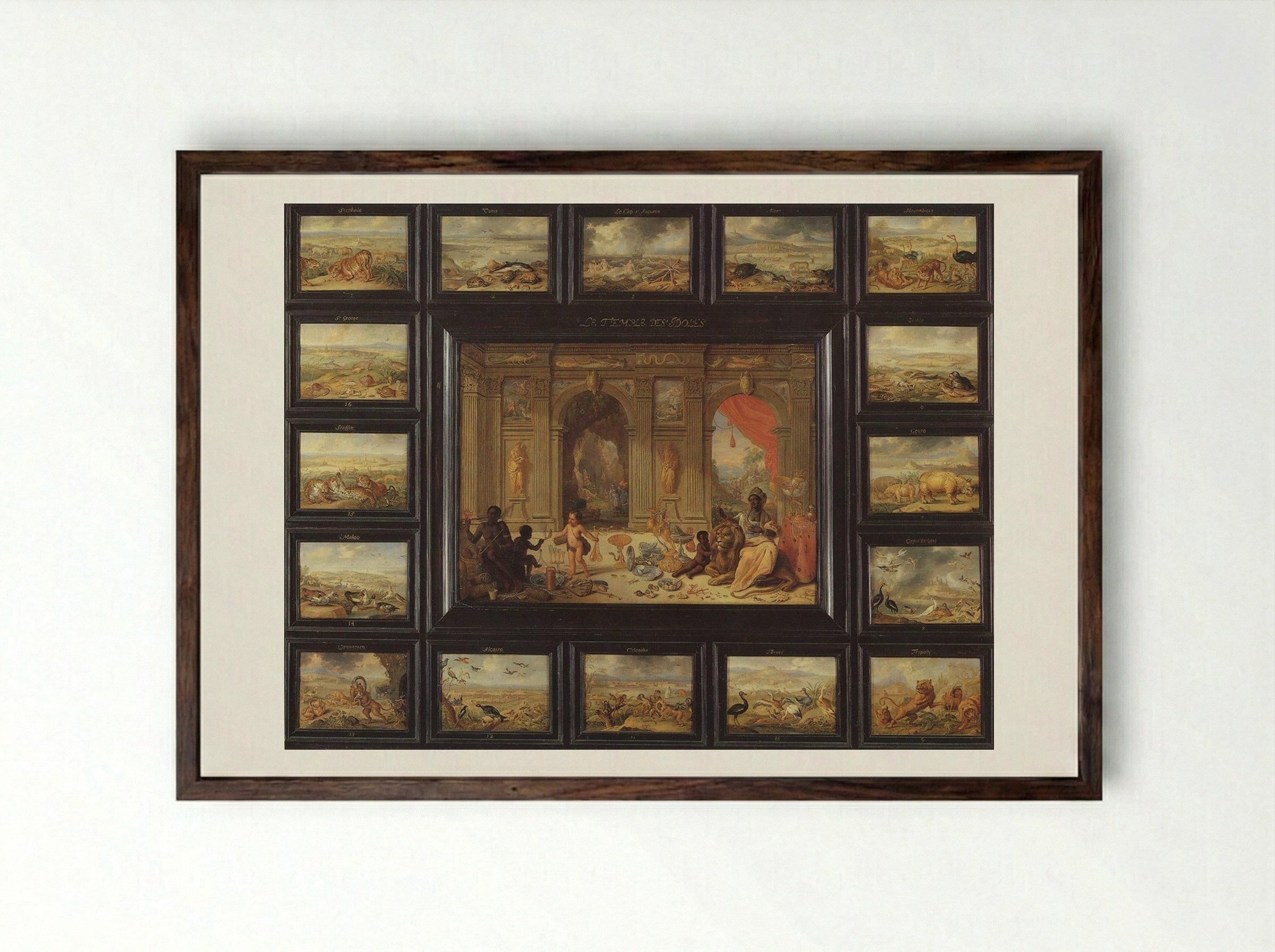 The Continent of Africa - Jan van Kessel the Elder - Framed Print Dark Wood
