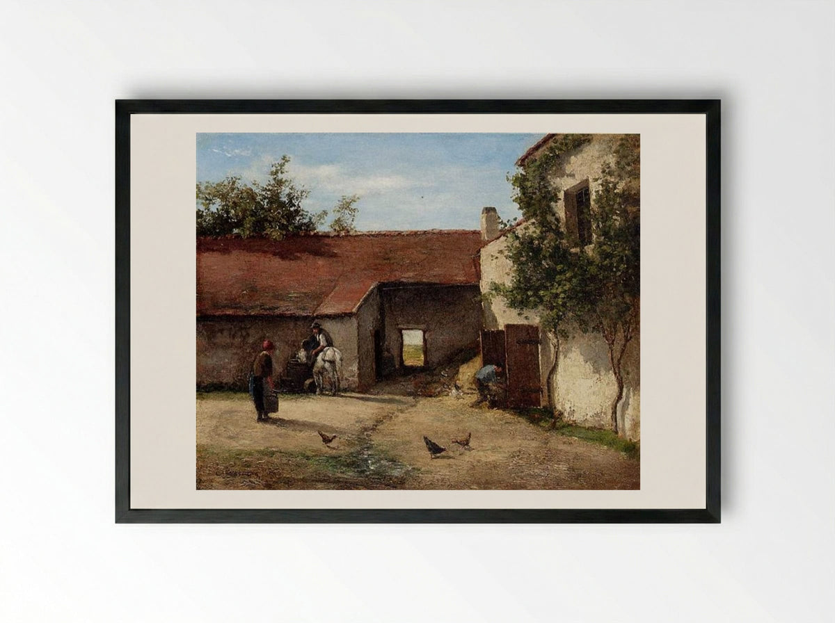 Farmyard - Camille Pissarro - Framed Print Black