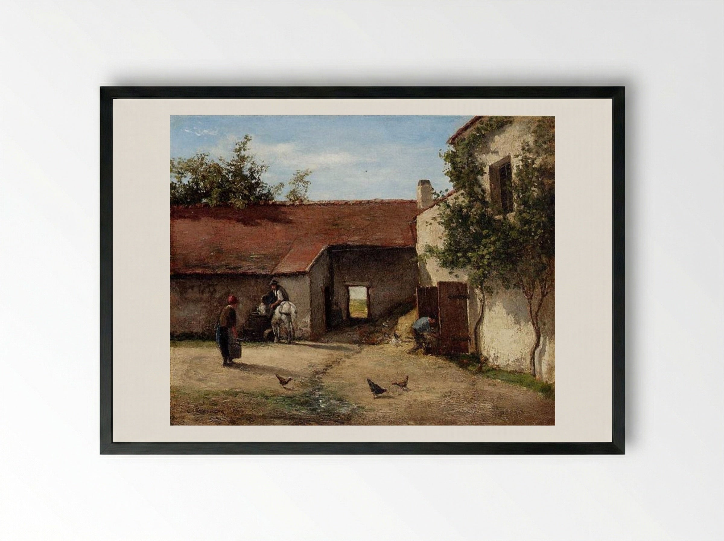 Farmyard - Camille Pissarro - Framed Print Black