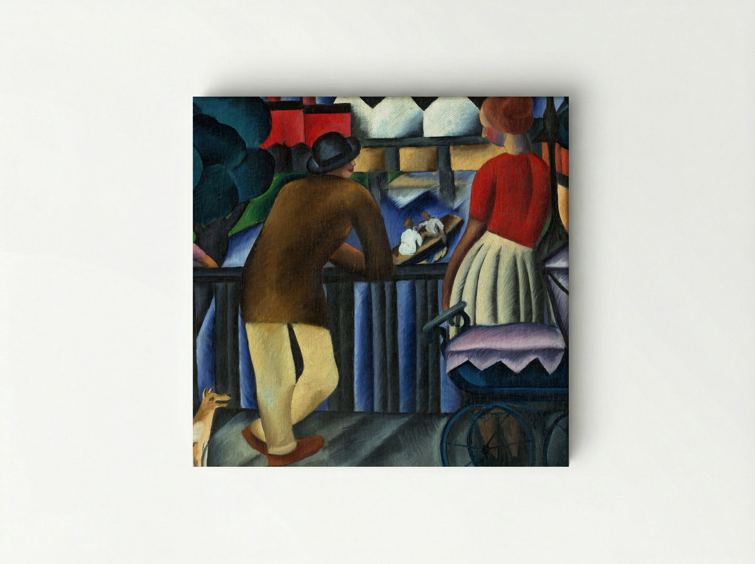 Urban Scene with Figures and Pram - Gejza Schiller - Canvas