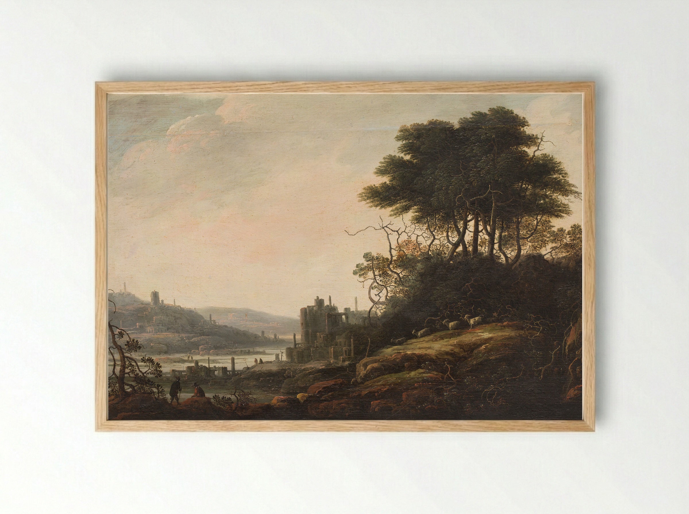 Landscape with Ruins and Figures - Abraham Bloemaert - Framed Print Wood