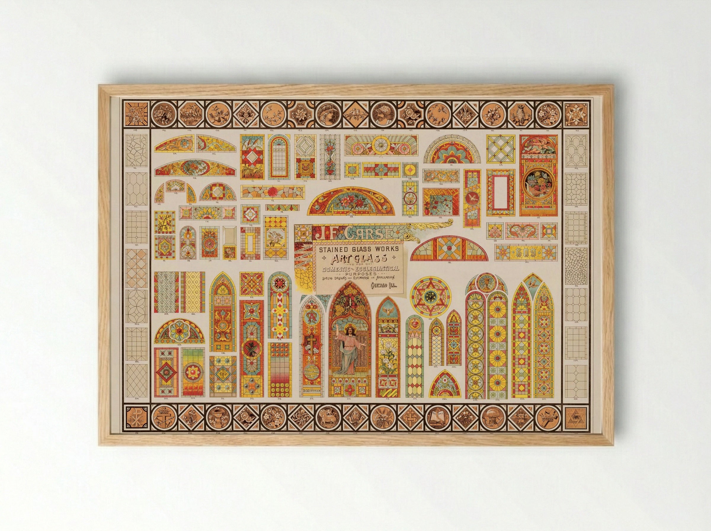 Stained Glass Works for Domestic and Ecclesiastical Purposes - J.F. Carse - Framed Print Wood