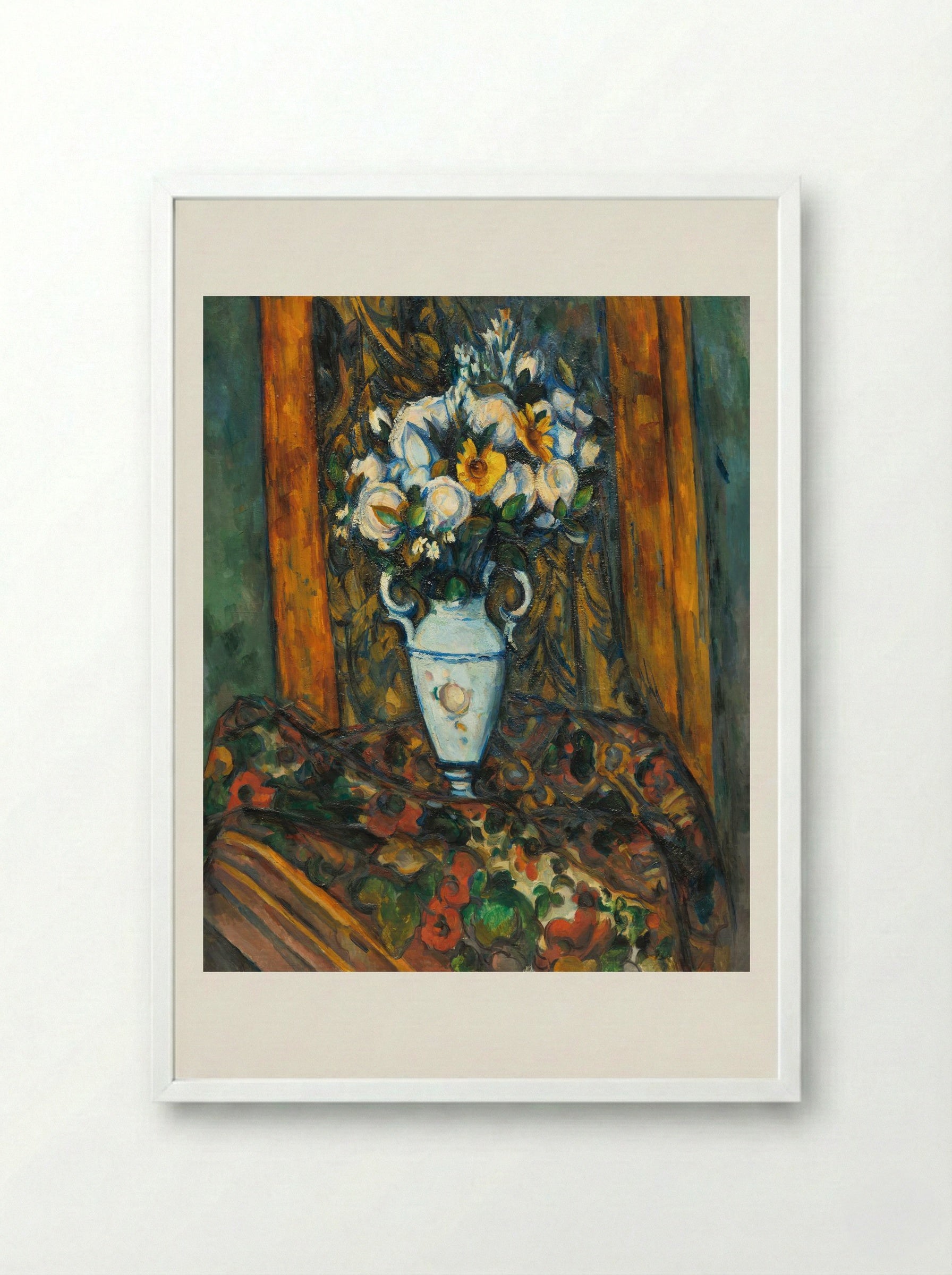 Vase of Flowers - Paul Cézanne - Framed Print White