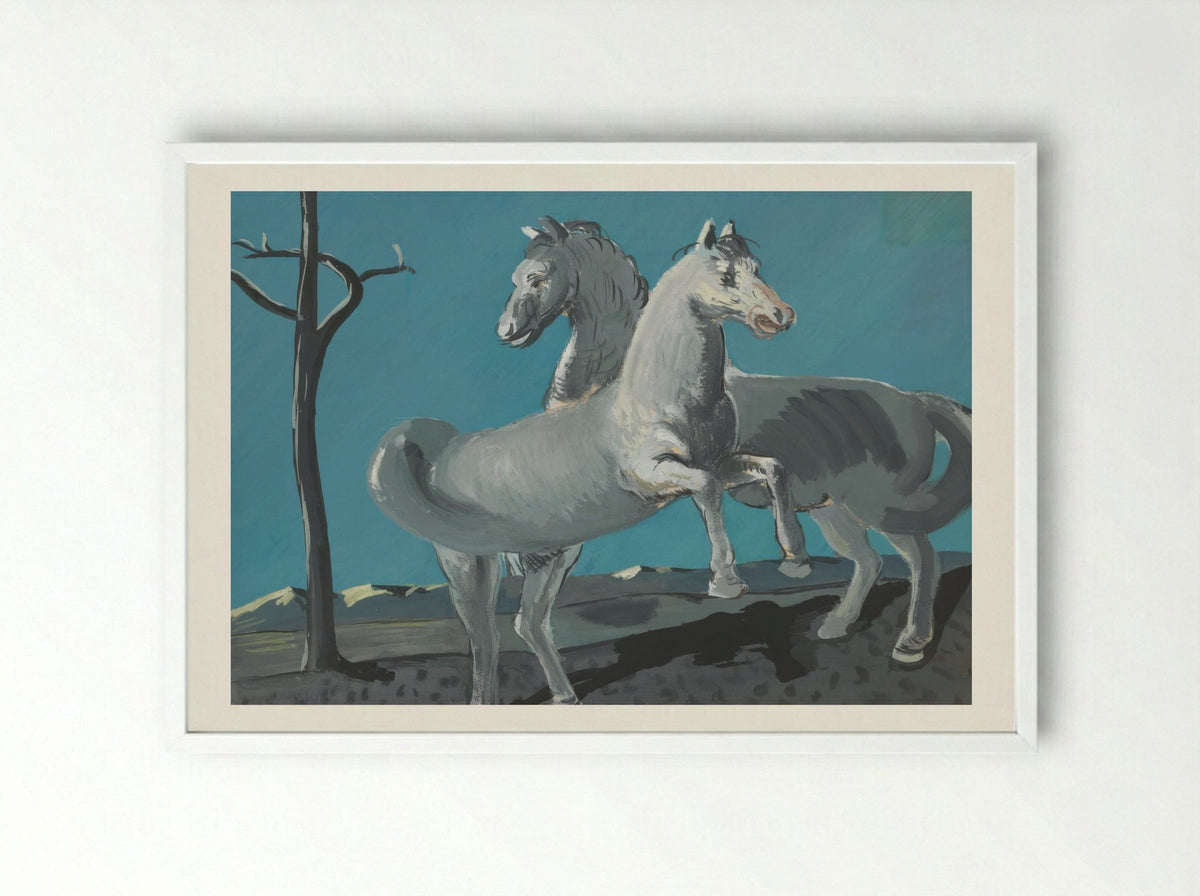 Study of Horses - Cyprián Majerník - Framed Print White