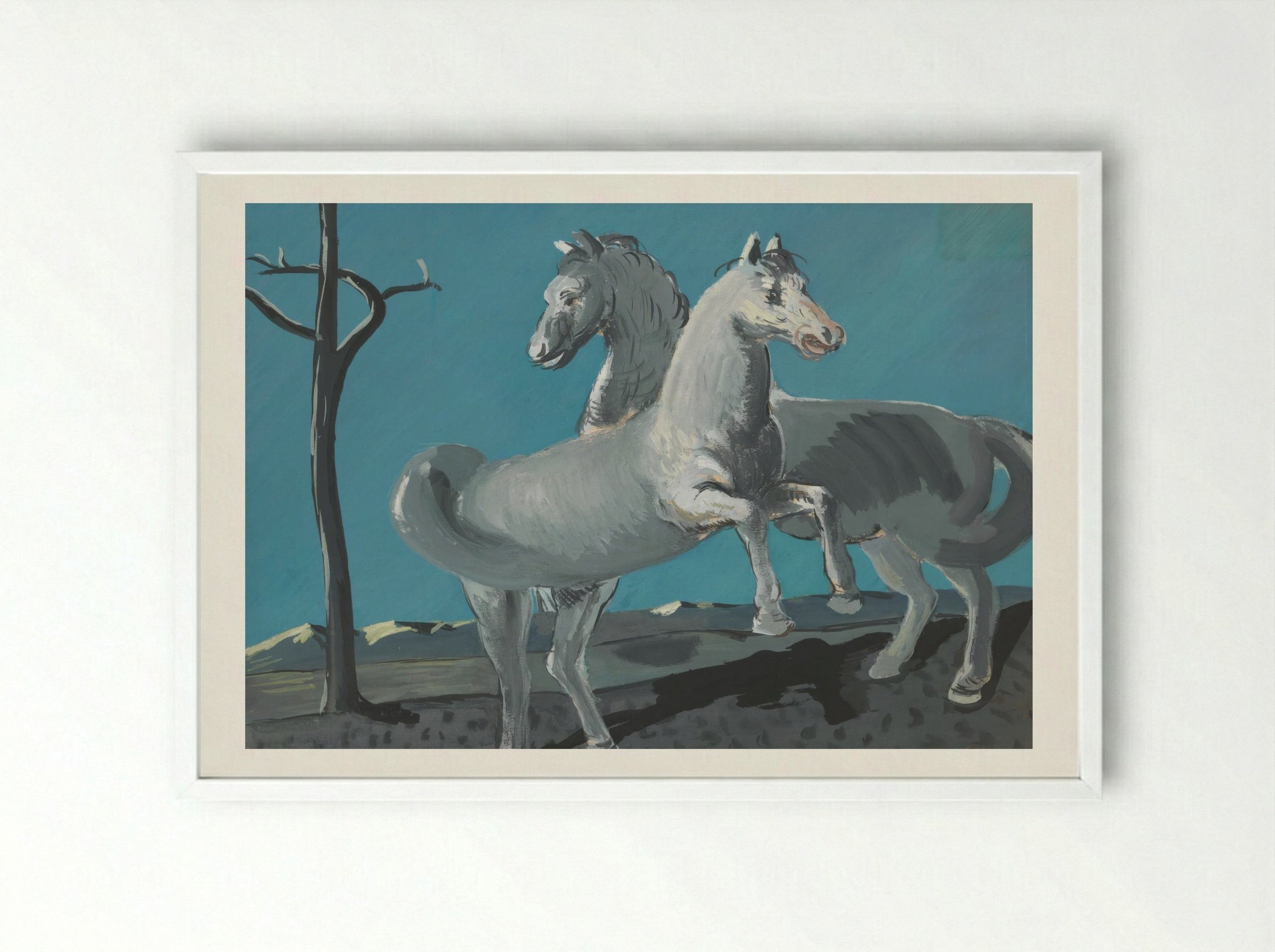 Study of Horses - Cyprián Majerník - Framed Print White