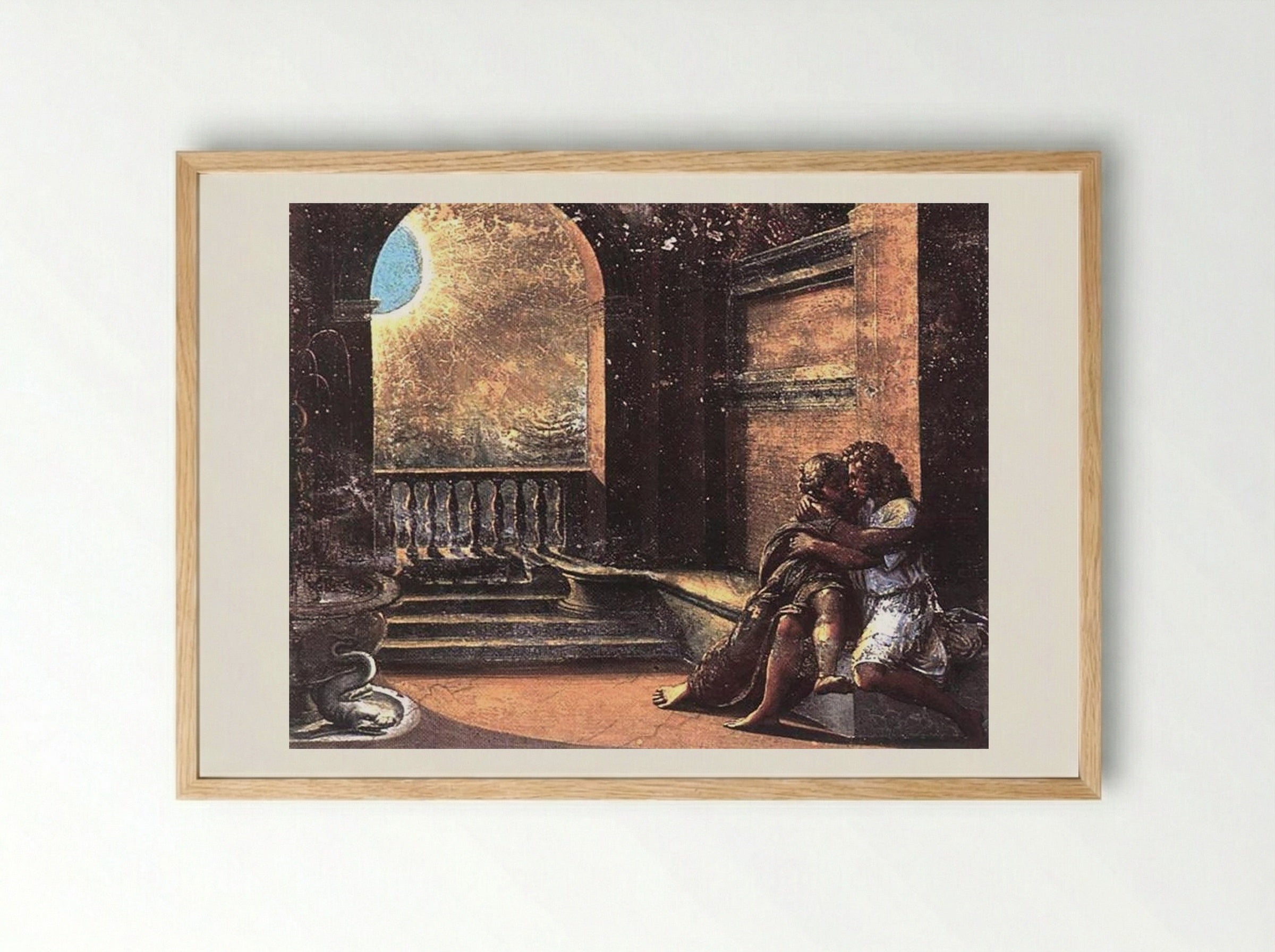 Isaac and Rebecca Spied upon by Abimelech - Raphael - Framed Print Wood