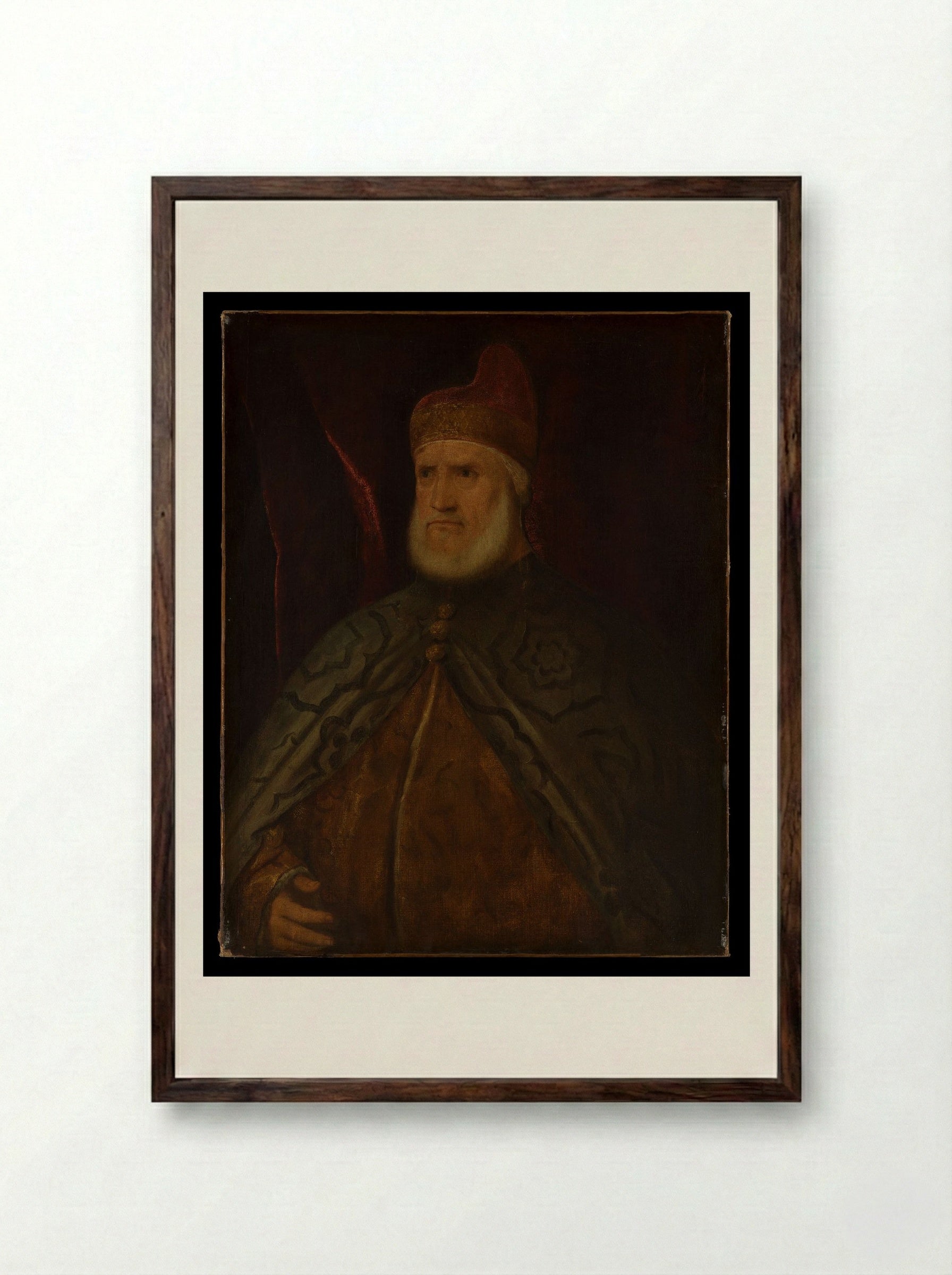 Doge Andrea Gritti - Titian - Framed Print Dark Wood