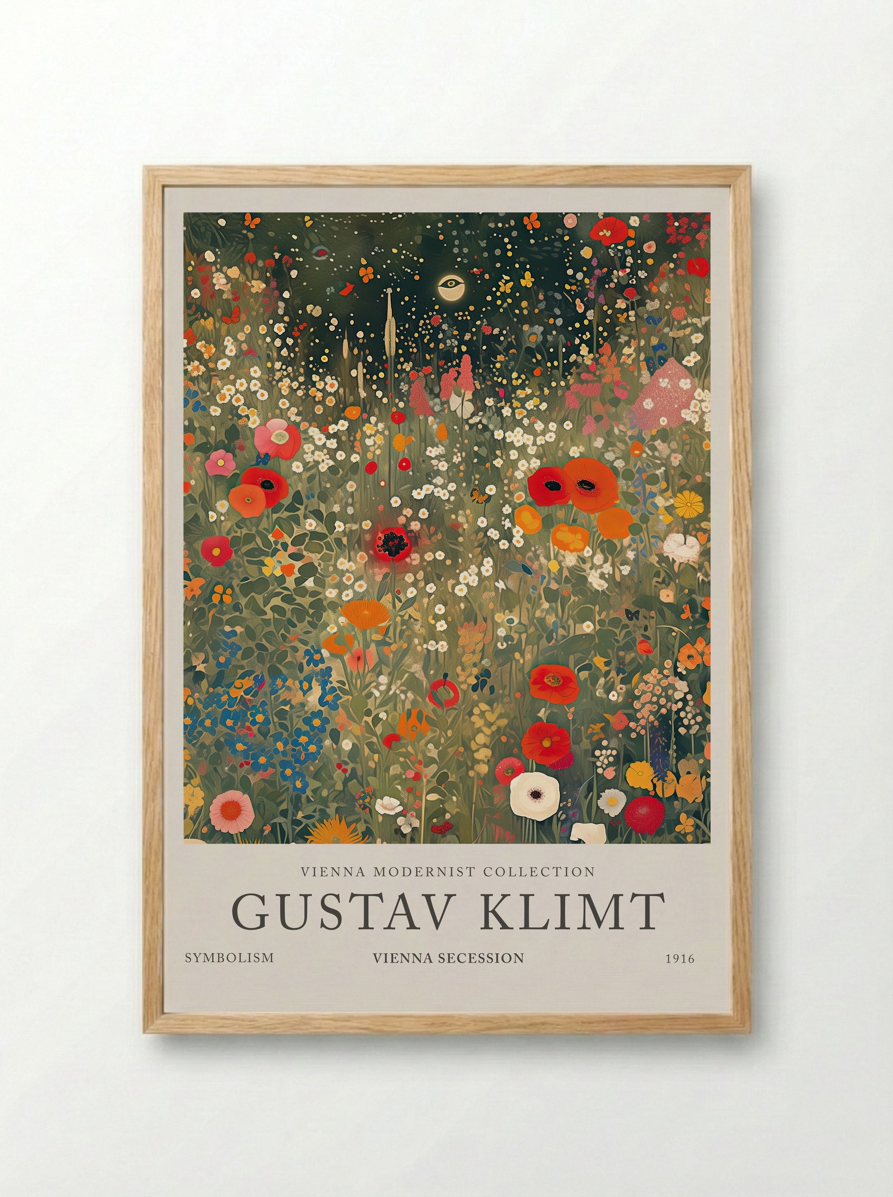 Crimson Field in Bloom – Gustav Klimt - Framed Print Wood