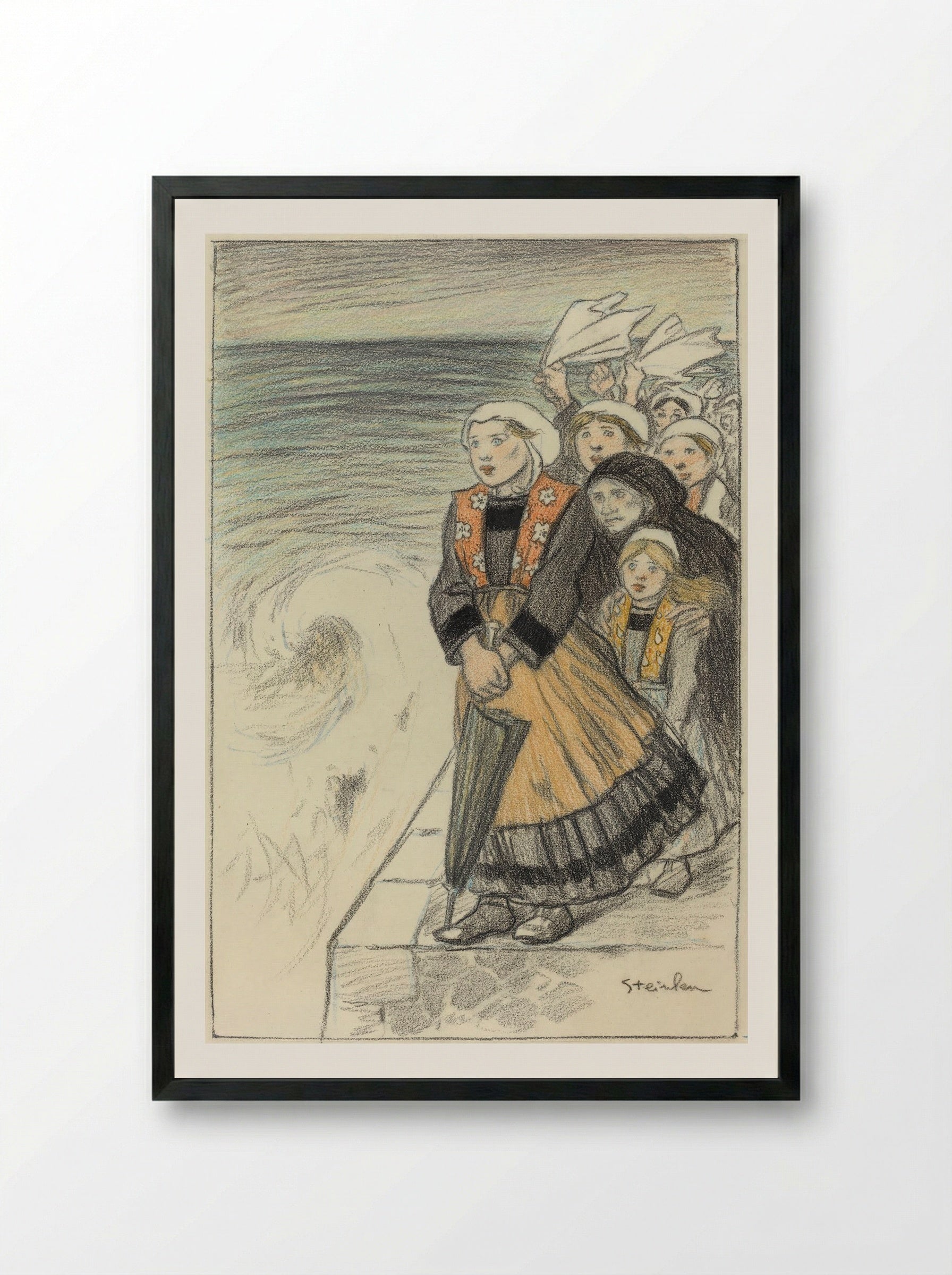 Sailors' Wives - Théophile Alexandre Steinlen - Framed Print Black