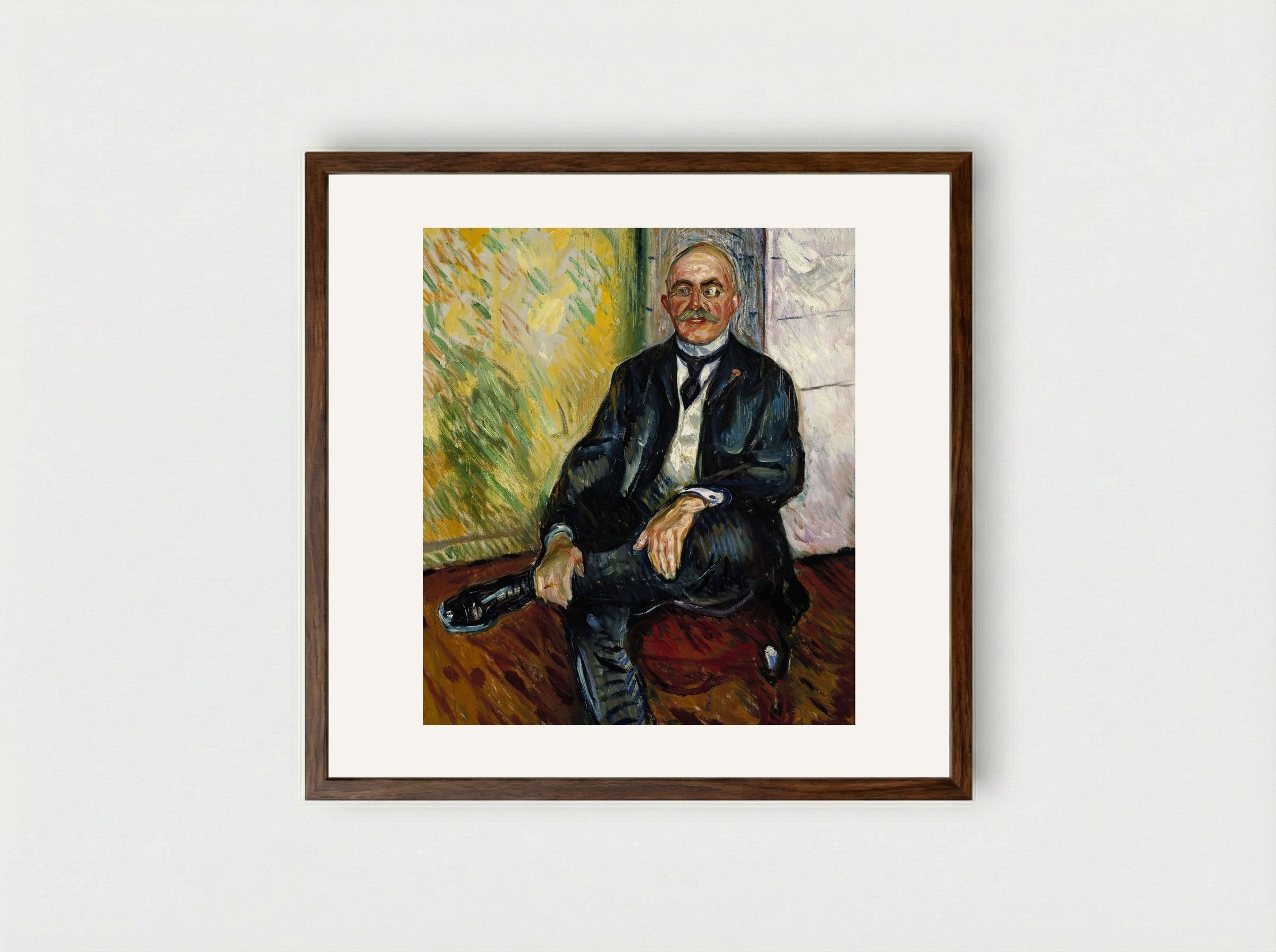Portrait of Gustaf Schiefler - Edvard Munch - Framed Print Dark Wood