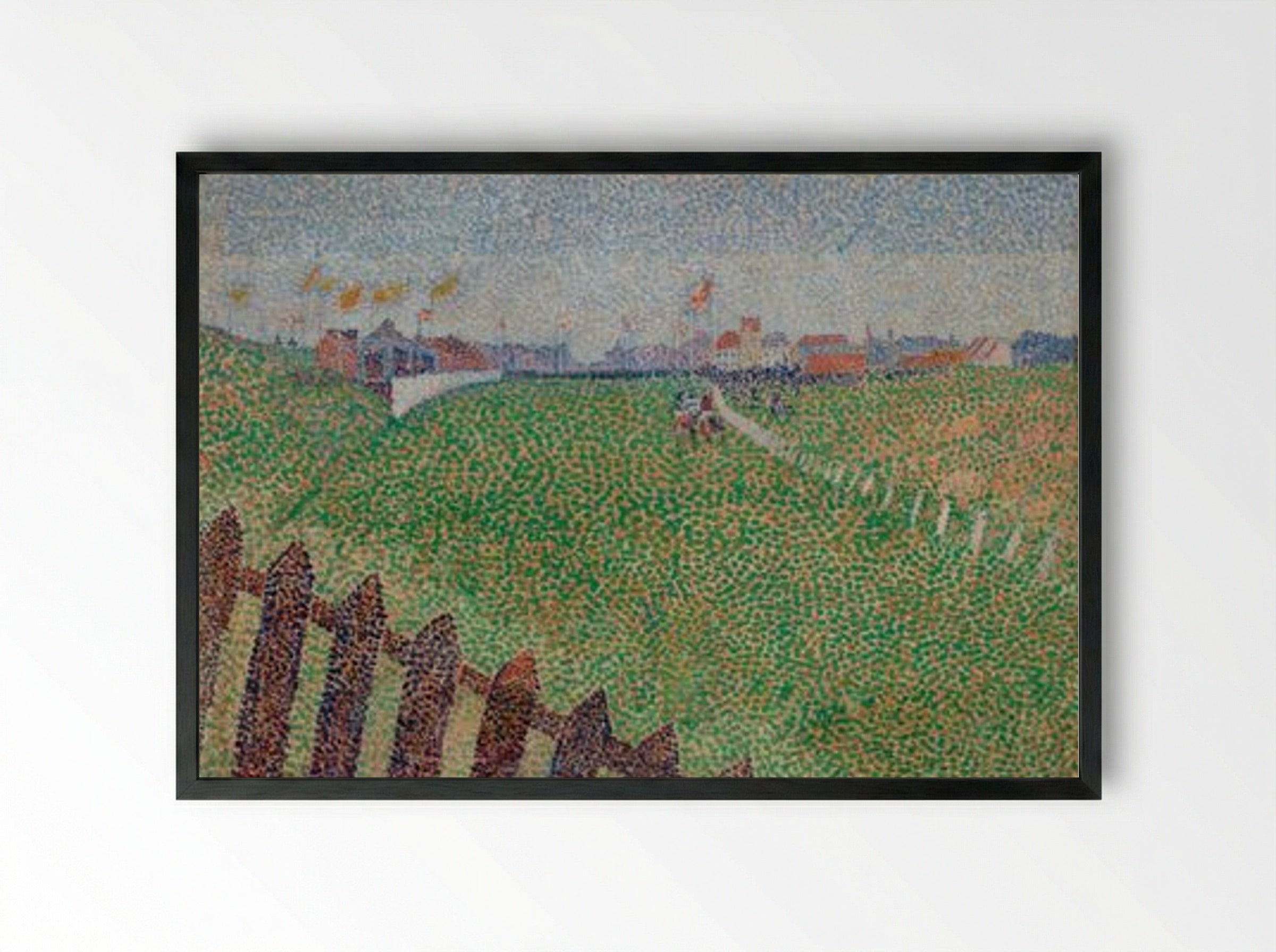 The Wellington Racecourse in Drizzle, Ostende - Alfred William Finch - Framed Print Black