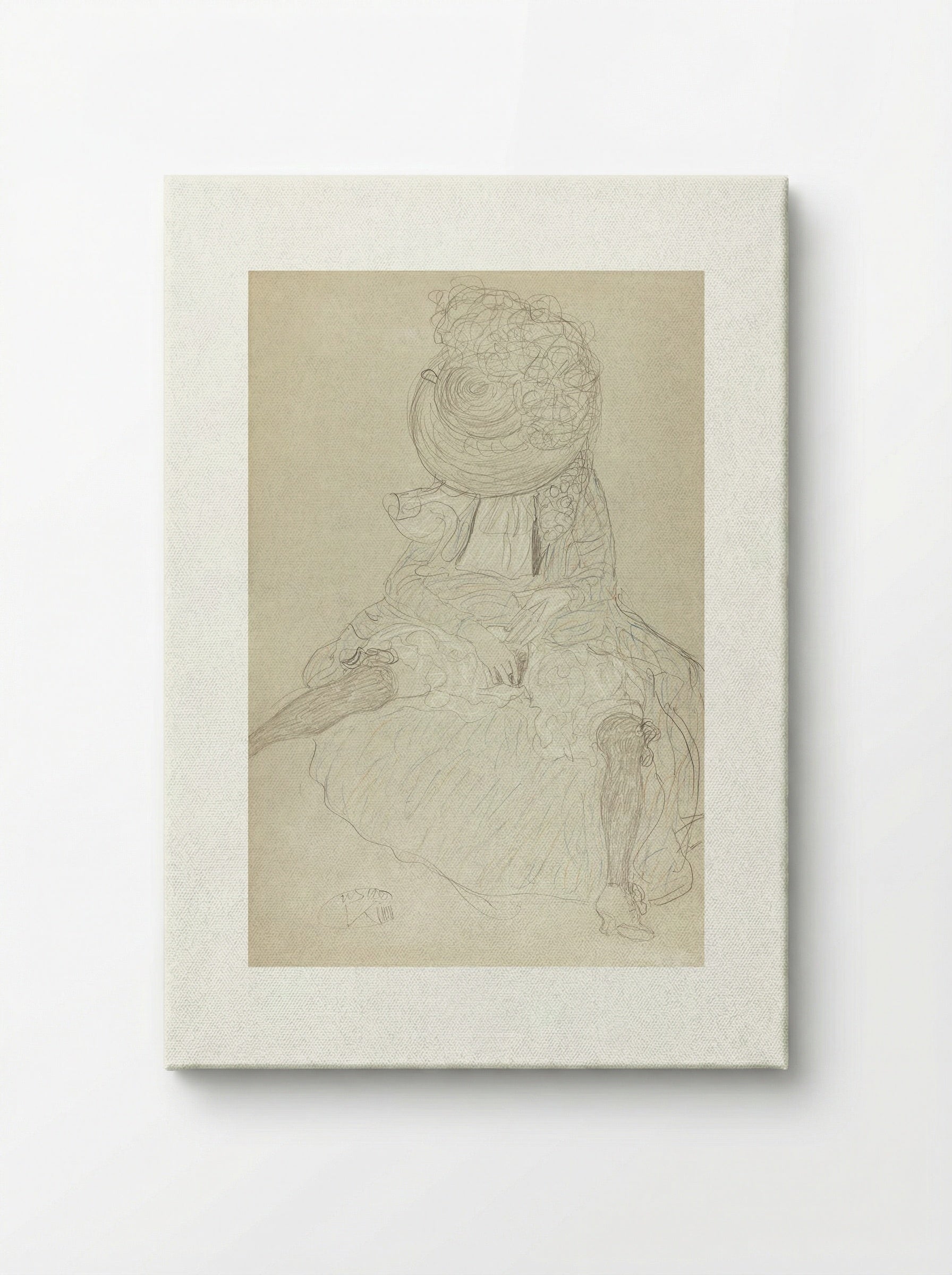 Seated Woman from the Front with Hat, Face Hooded - Gustav Klimt - Canvas