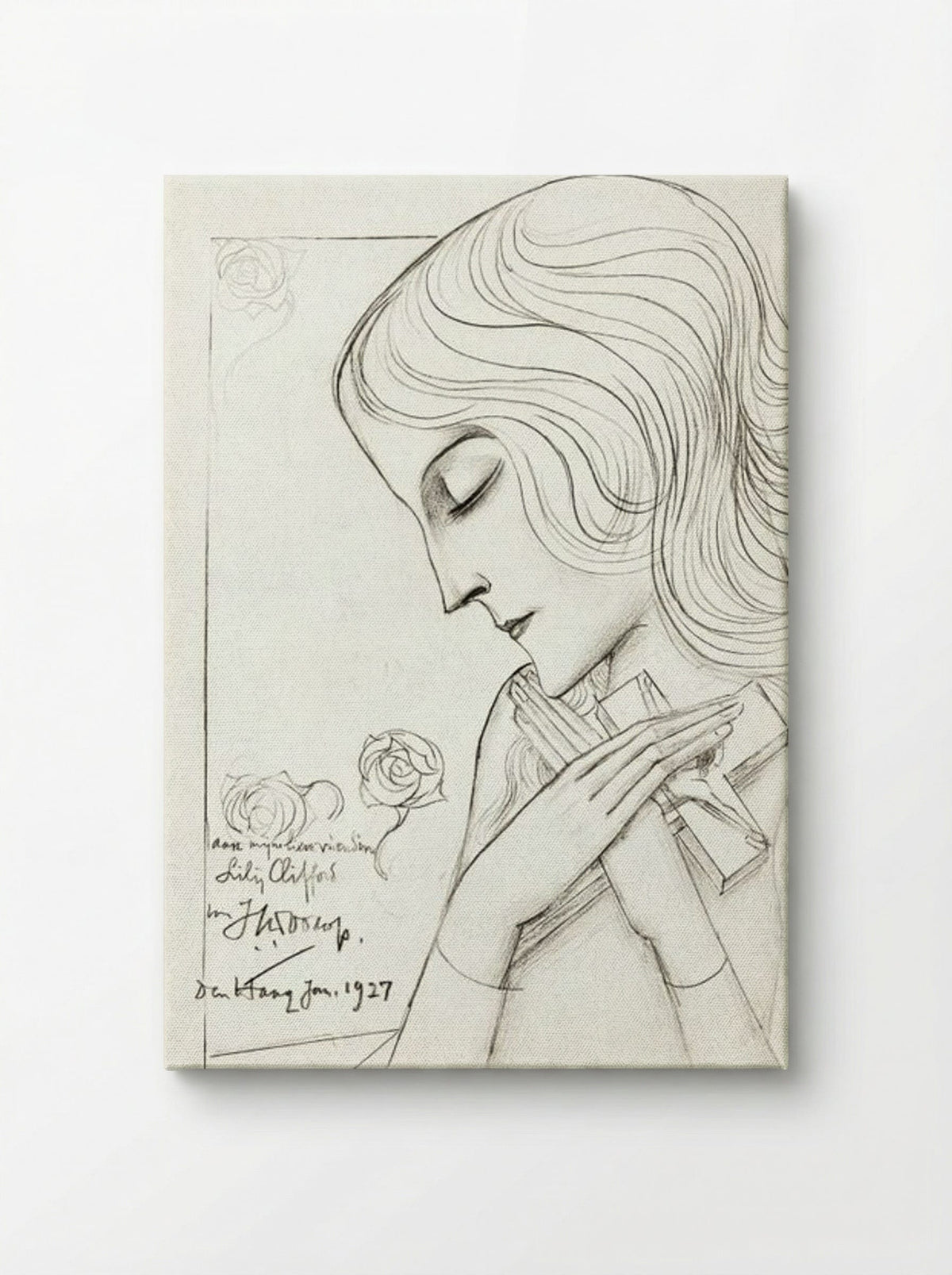 Young Girl Holding a Cross in Meditation - Jan Toorop - Canvas