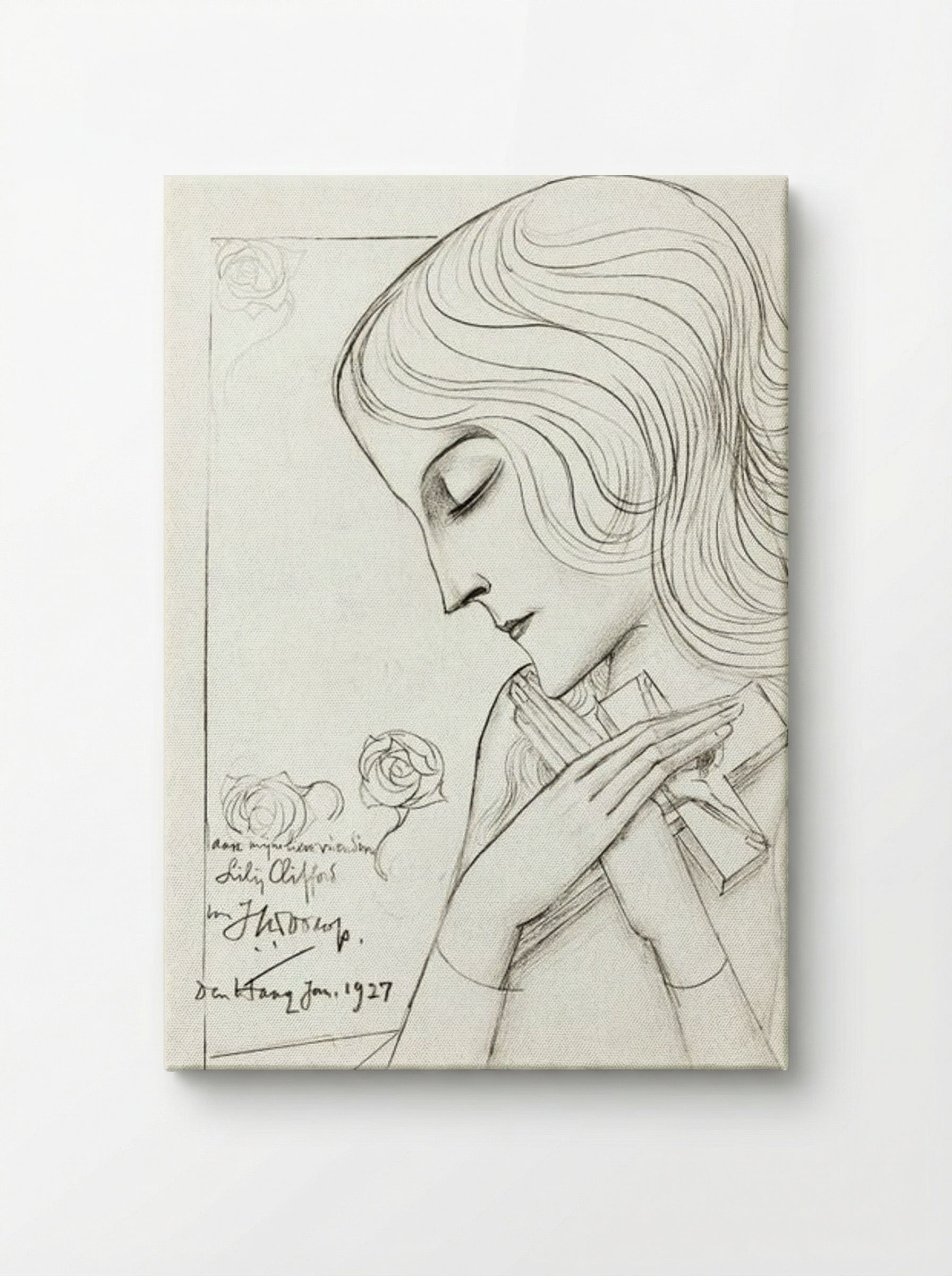 Young Girl Holding a Cross in Meditation - Jan Toorop - Canvas