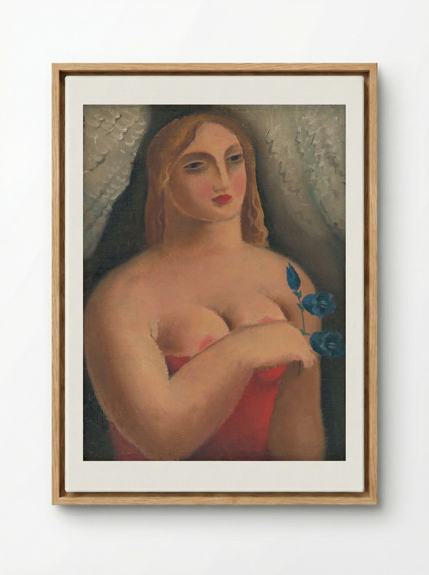 Woman with Bellflowers - Mikuláš Galanda - Framed Canvas Wood