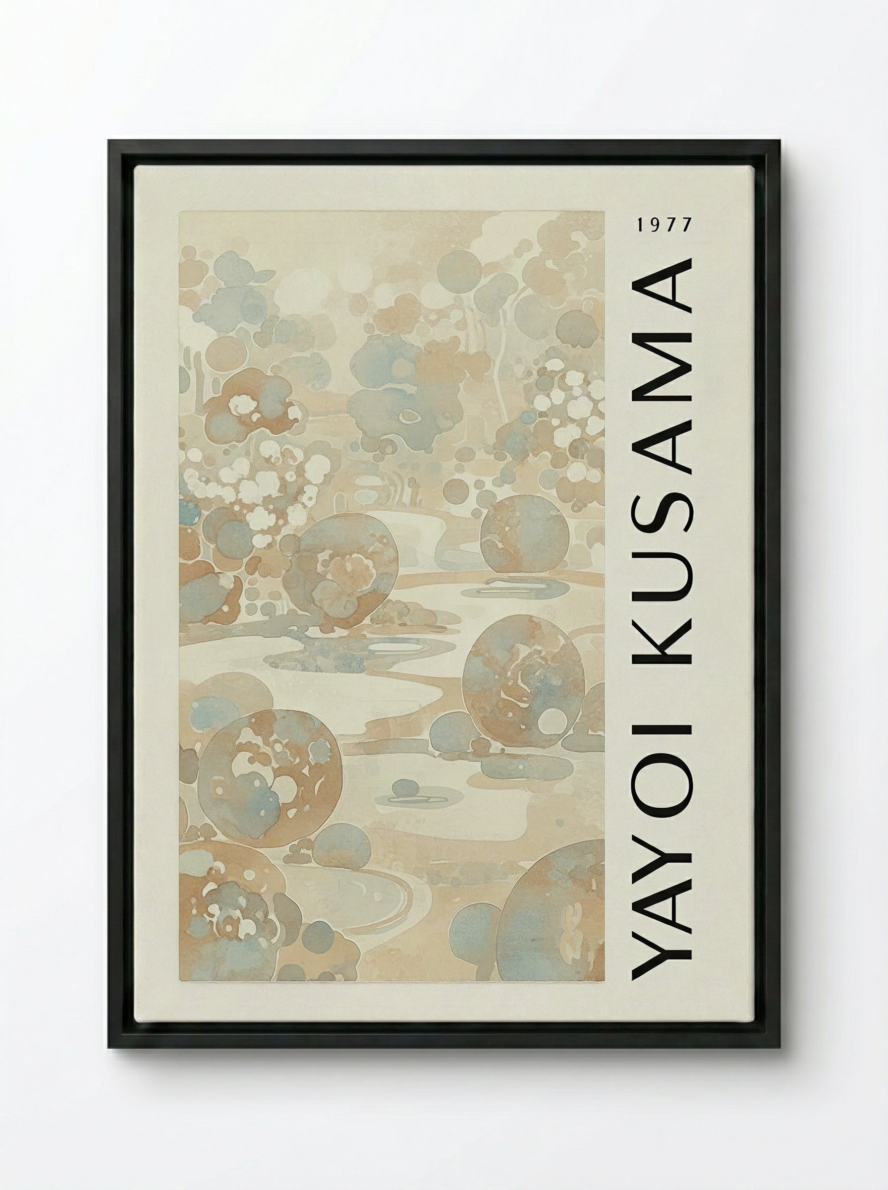 Serene Nature - Yayoi Kusama - Framed Canvas Black
