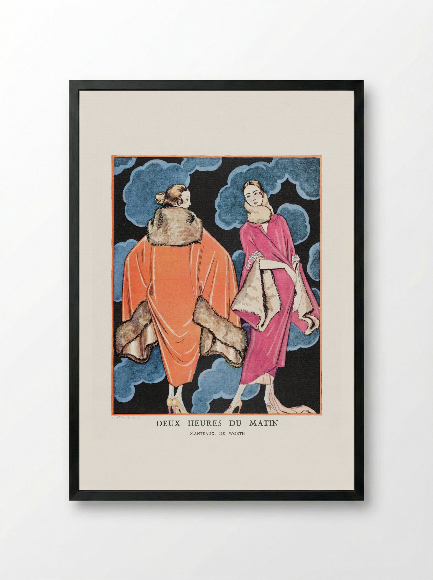 Deux Heures du Matin, Manteaux de Worth - George Barbier - Framed Print Black