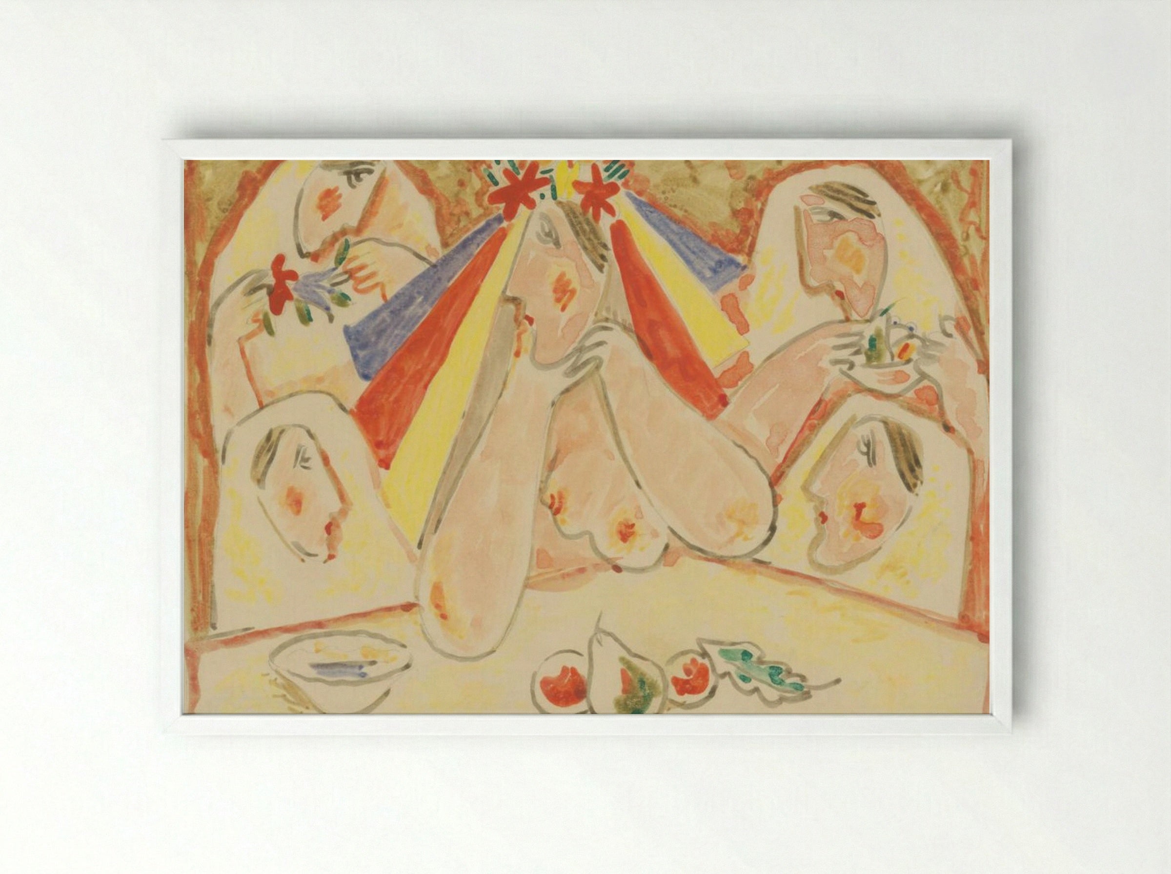 Bride Among Bridesmaids - Mikuláš Galanda - Framed Print White