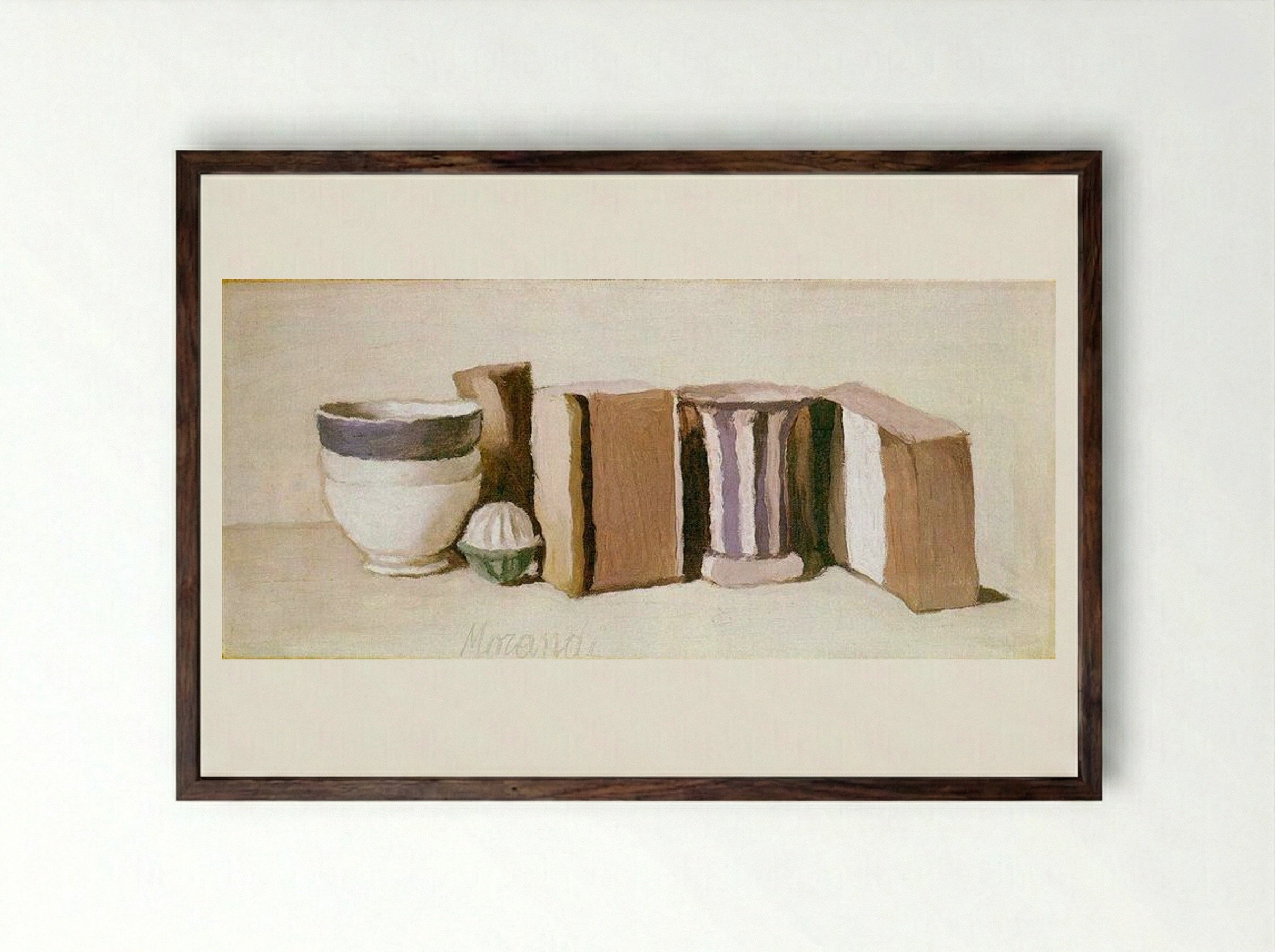 Still Life (Cups and Boxes) - Giorgio Morandi - Framed Print Dark Wood
