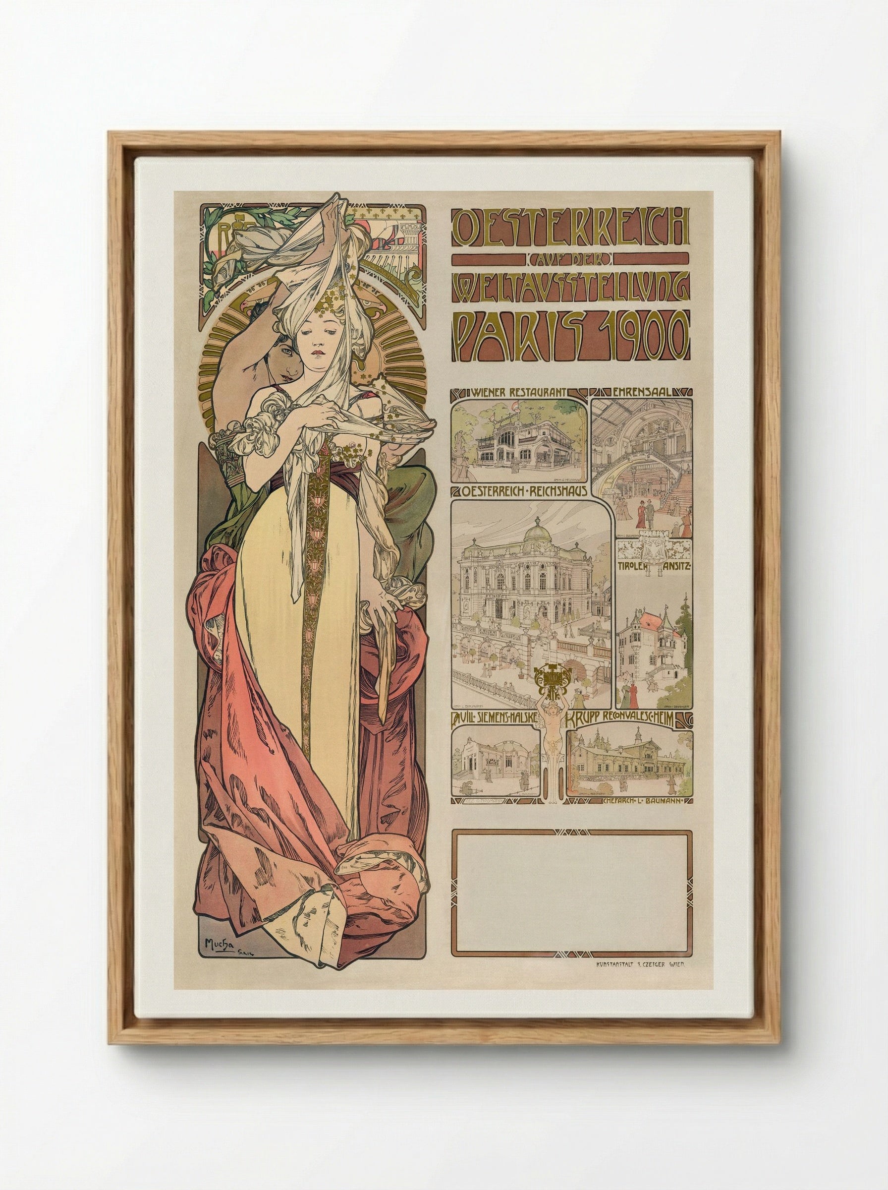 Austria at the Exposition Universelle, Paris 1900 - Alphonse Mucha - Framed Canvas Wood