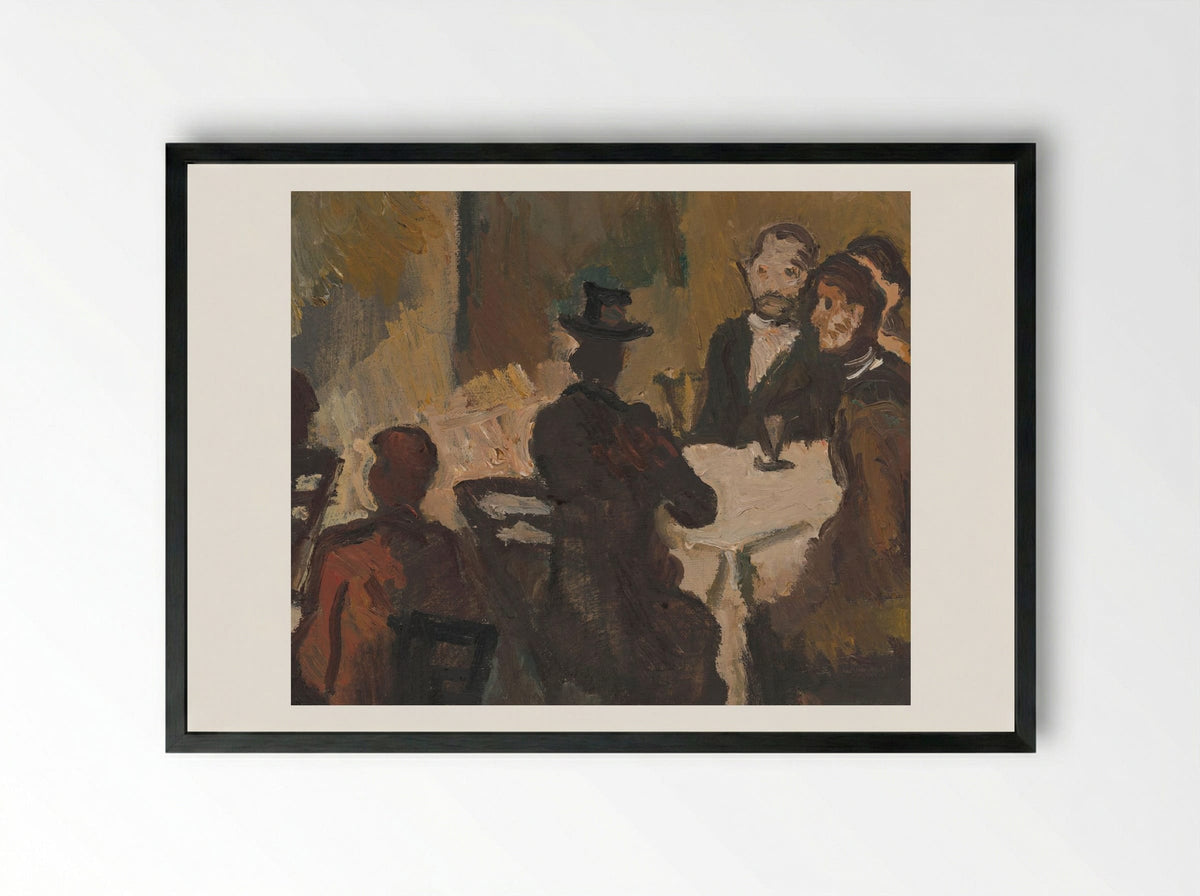 Company in a Coffee Shop - Cyprián Majerník - Framed Print Black