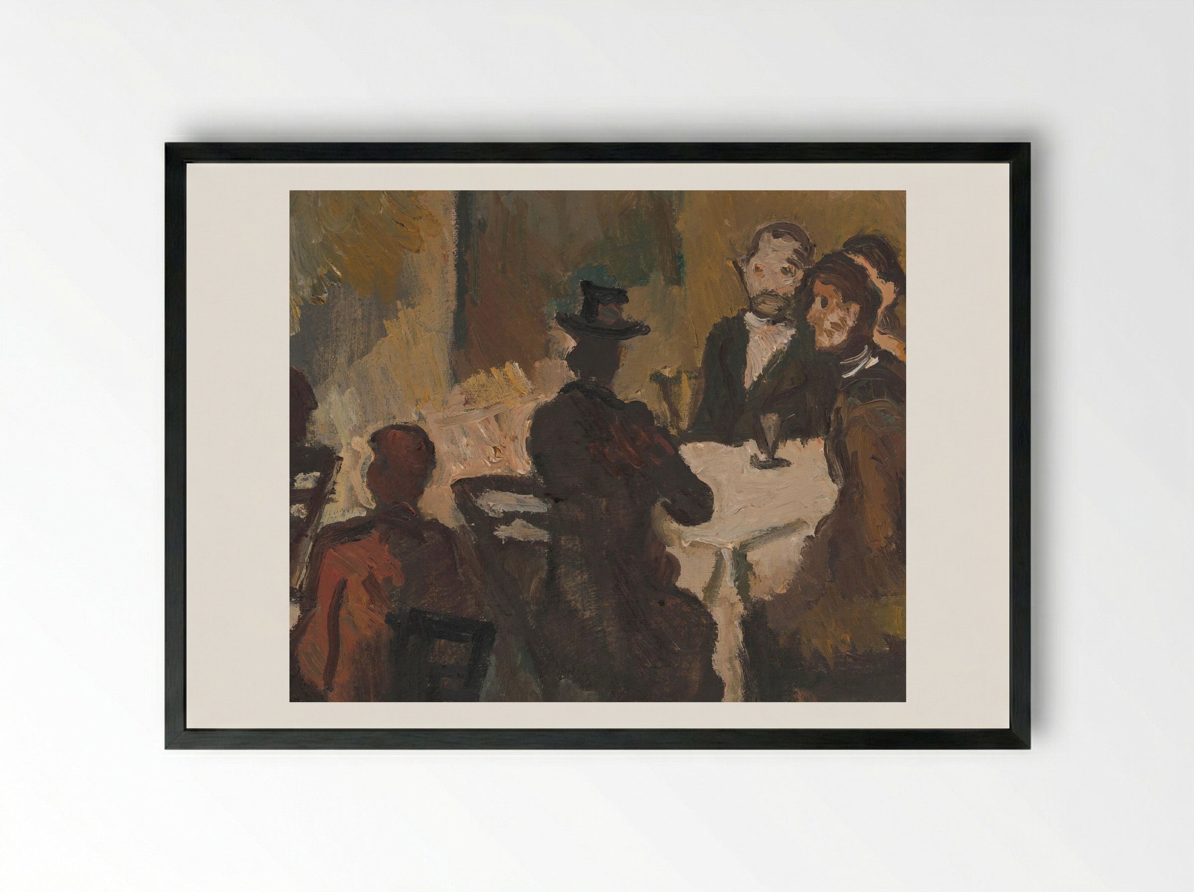 Company in a Coffee Shop - Cyprián Majerník - Framed Print Black