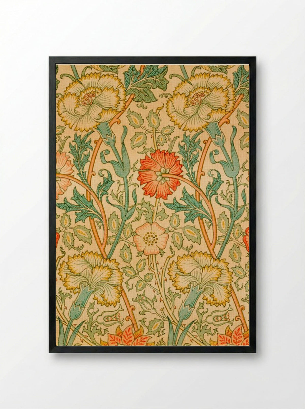 Pink and Rose - William Morris - Framed Print Black
