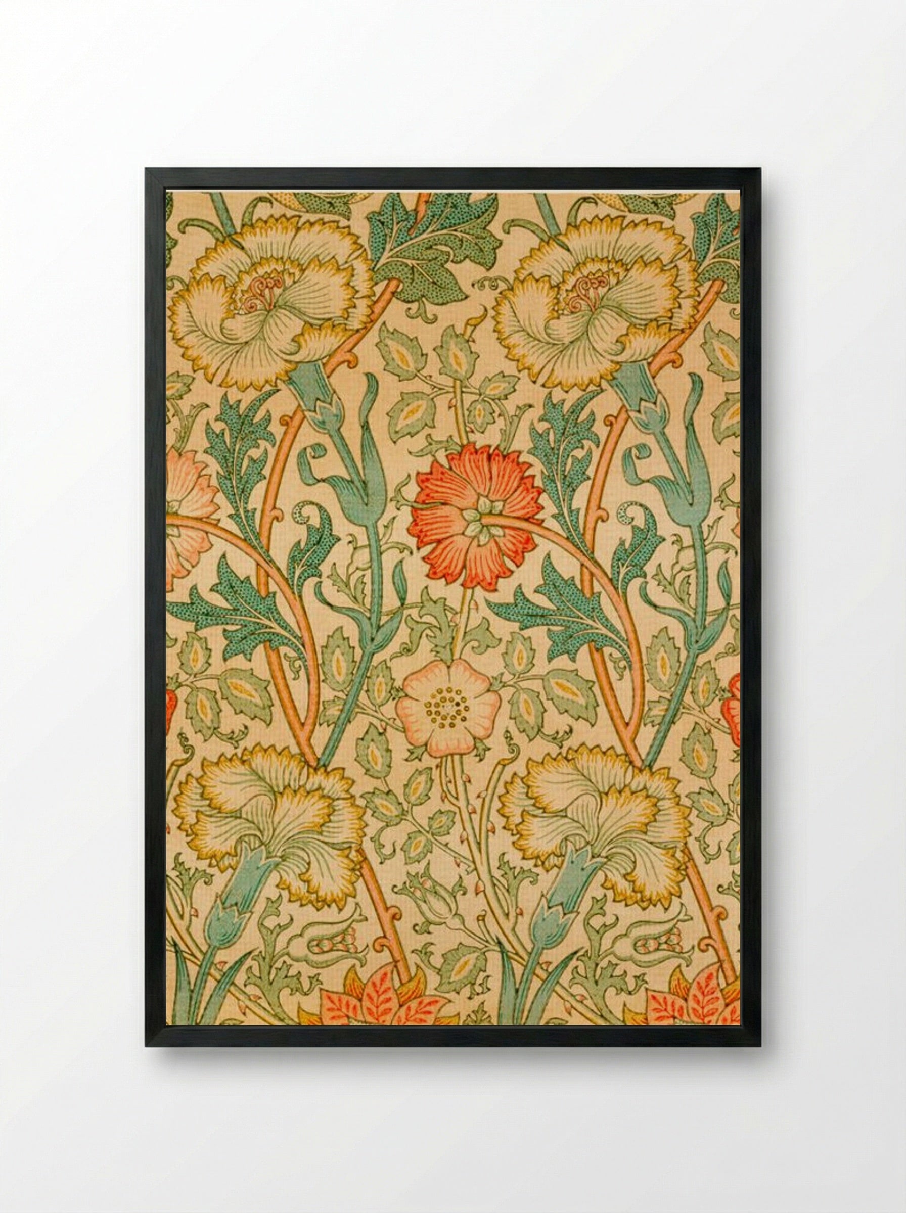 Pink and Rose - William Morris - Framed Print Black