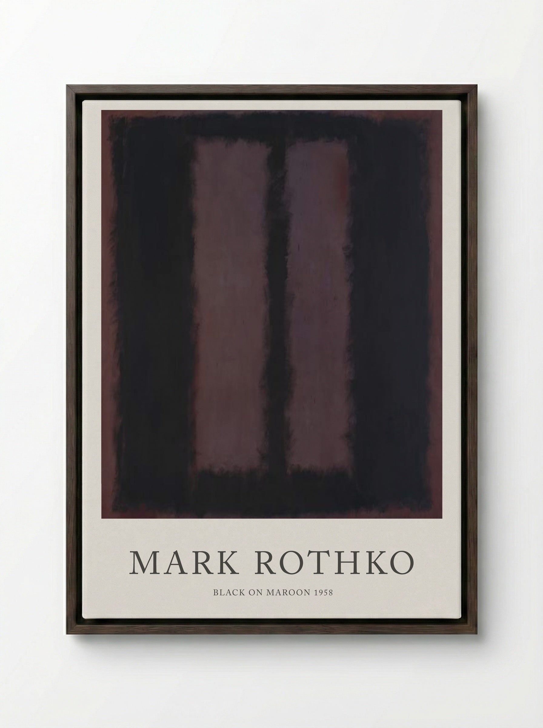 Black on Maroon - Mark Rothko - Framed Canvas Dark Wood
