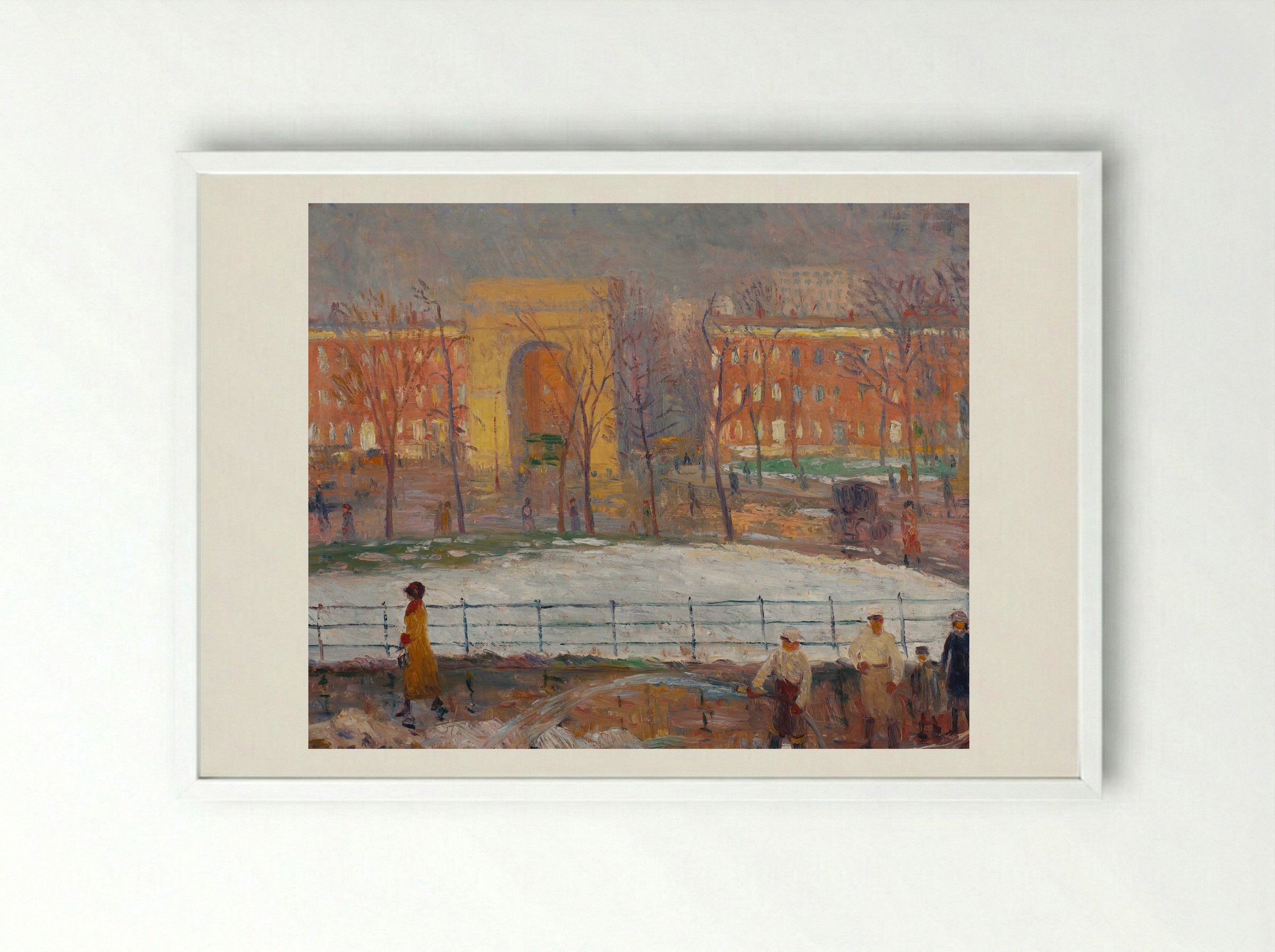 Street Cleaners, Washington Square - William James Glackens - Framed Print White