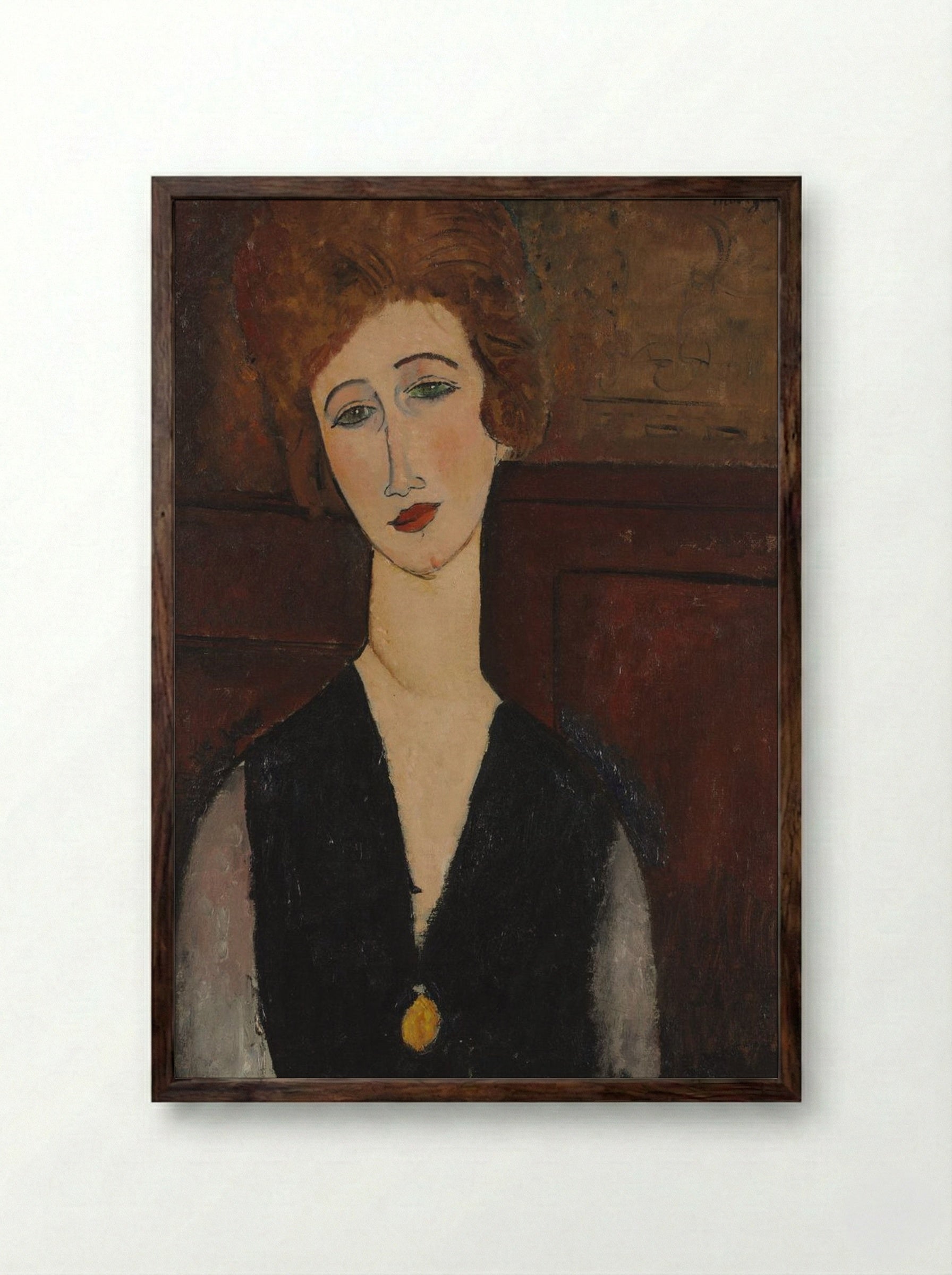 Portrait of a Woman - Amedeo Modigliani - Framed Print Dark Wood