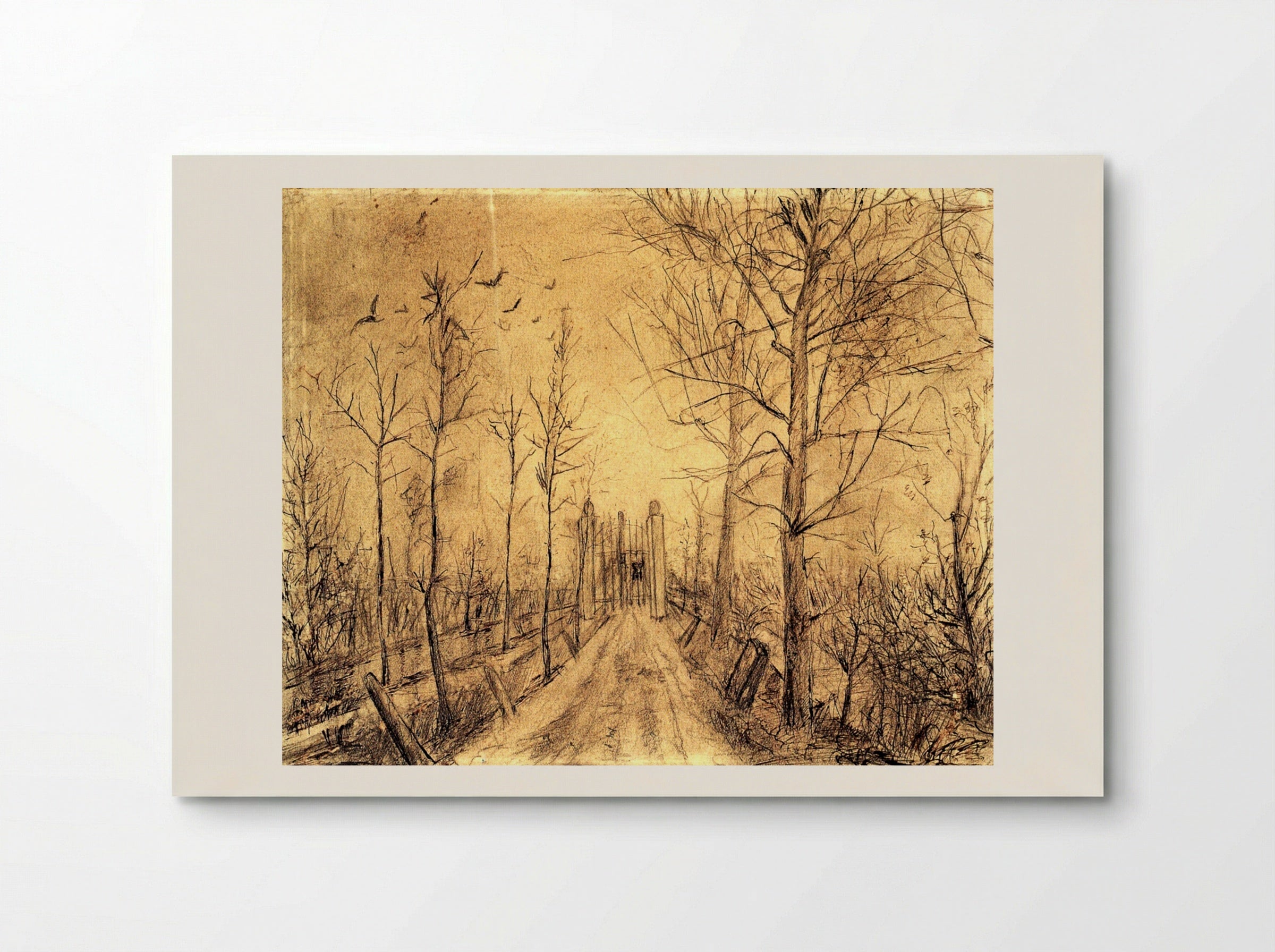 Untitled (Driveway with Trees and Birds) - Fine Art Print - Poster