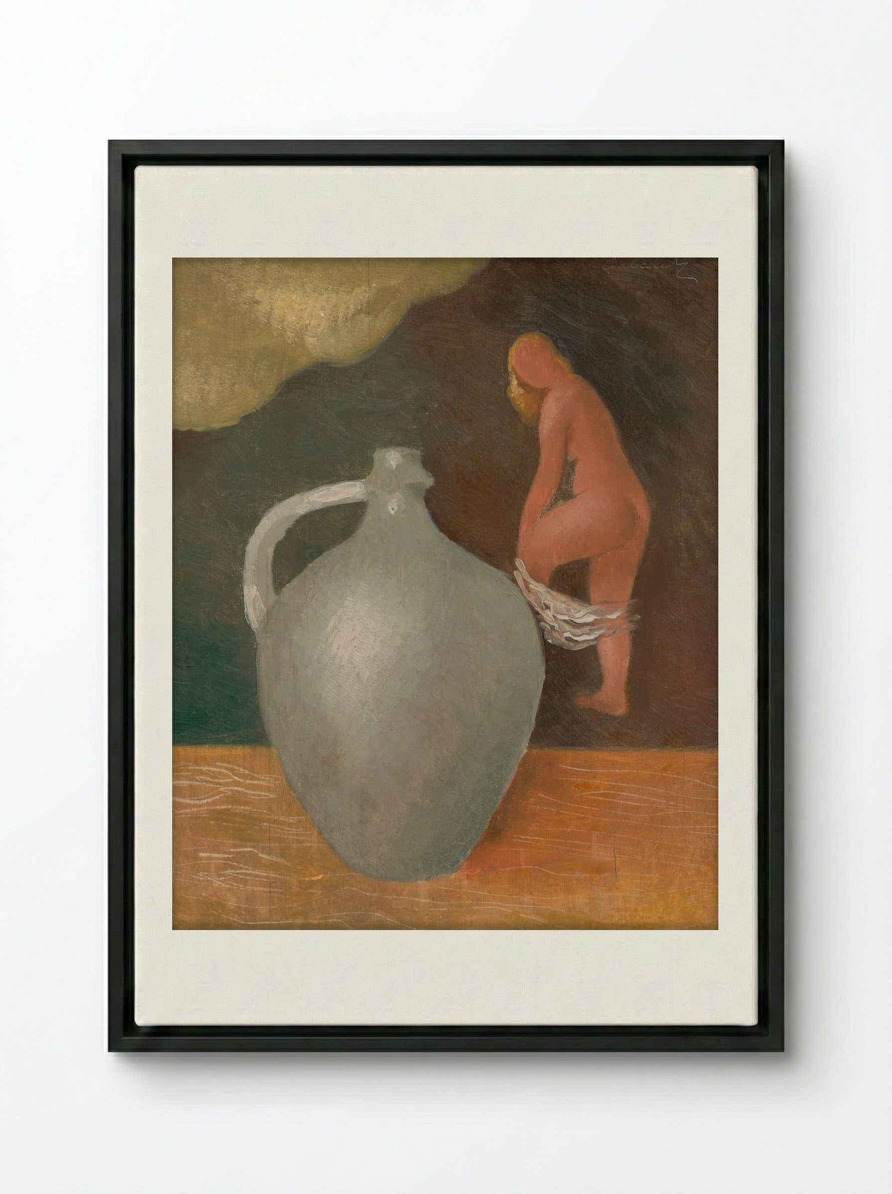 Woman with Jar - Mikuláš Galanda - Framed Canvas Black