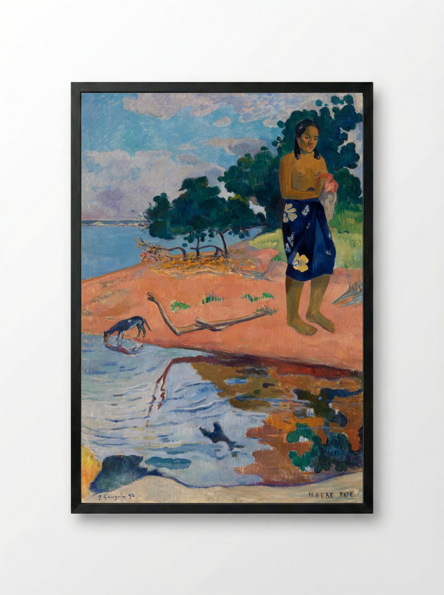 Haere Pape (Water is Sacred) - Paul Gauguin - Framed Print Black