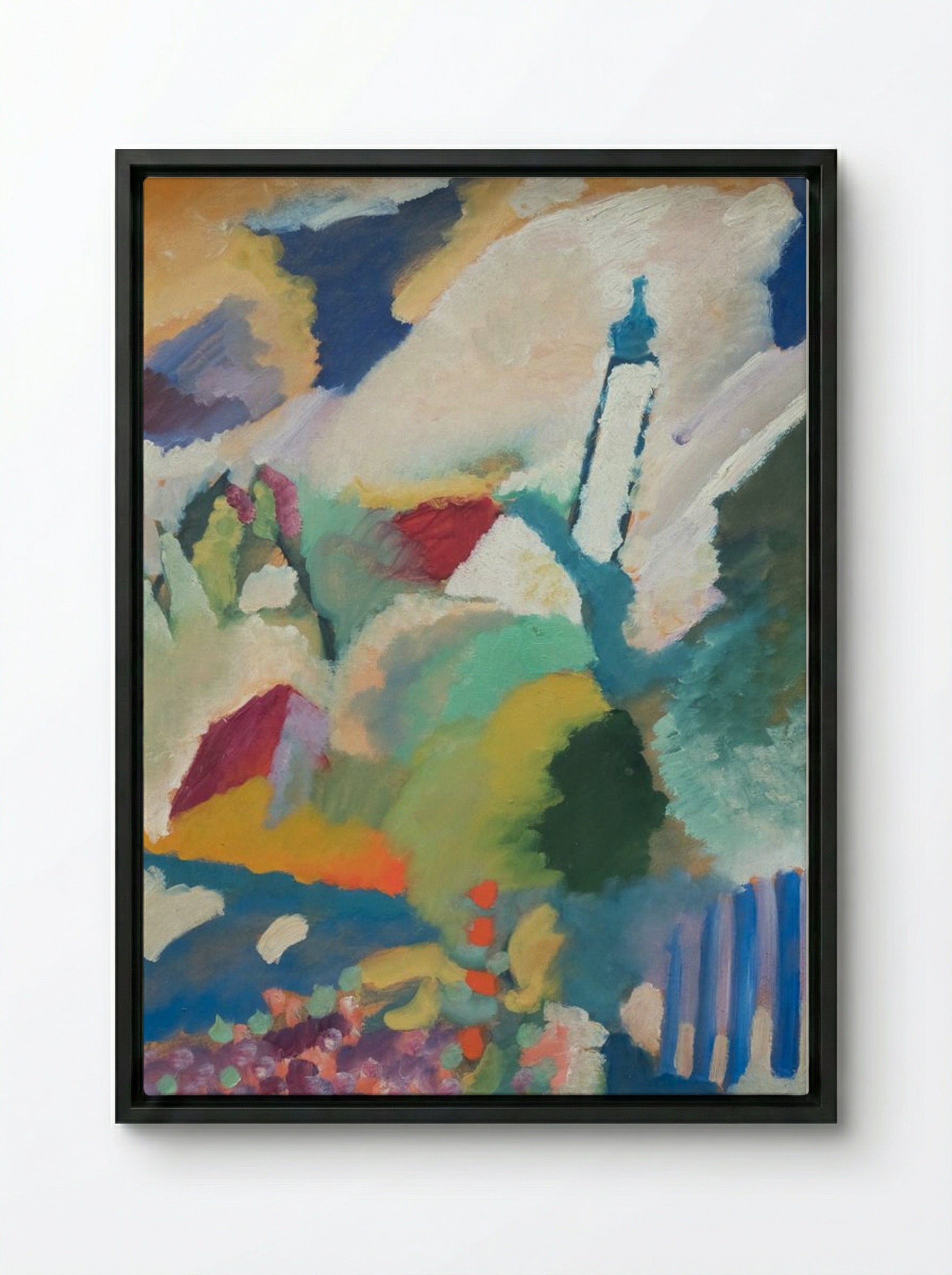 Murnau with Church - Wassily Kandinsky - Framed Canvas Black
