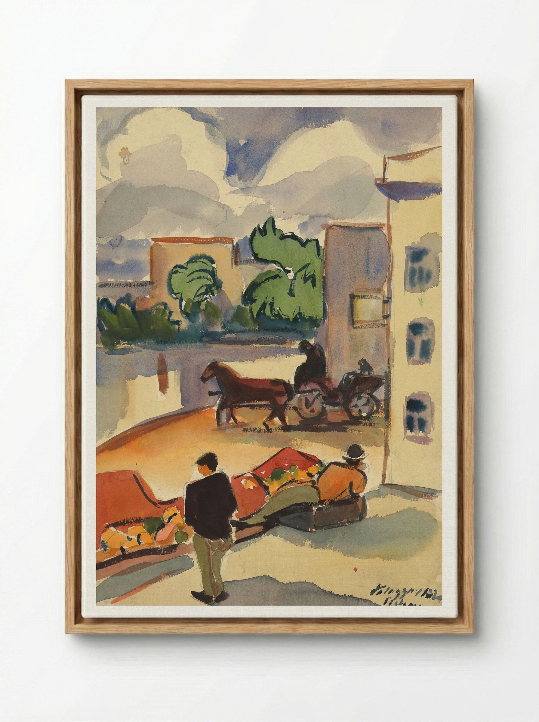 Provincial Street Scene - Zolo Palugyay - Framed Canvas Wood