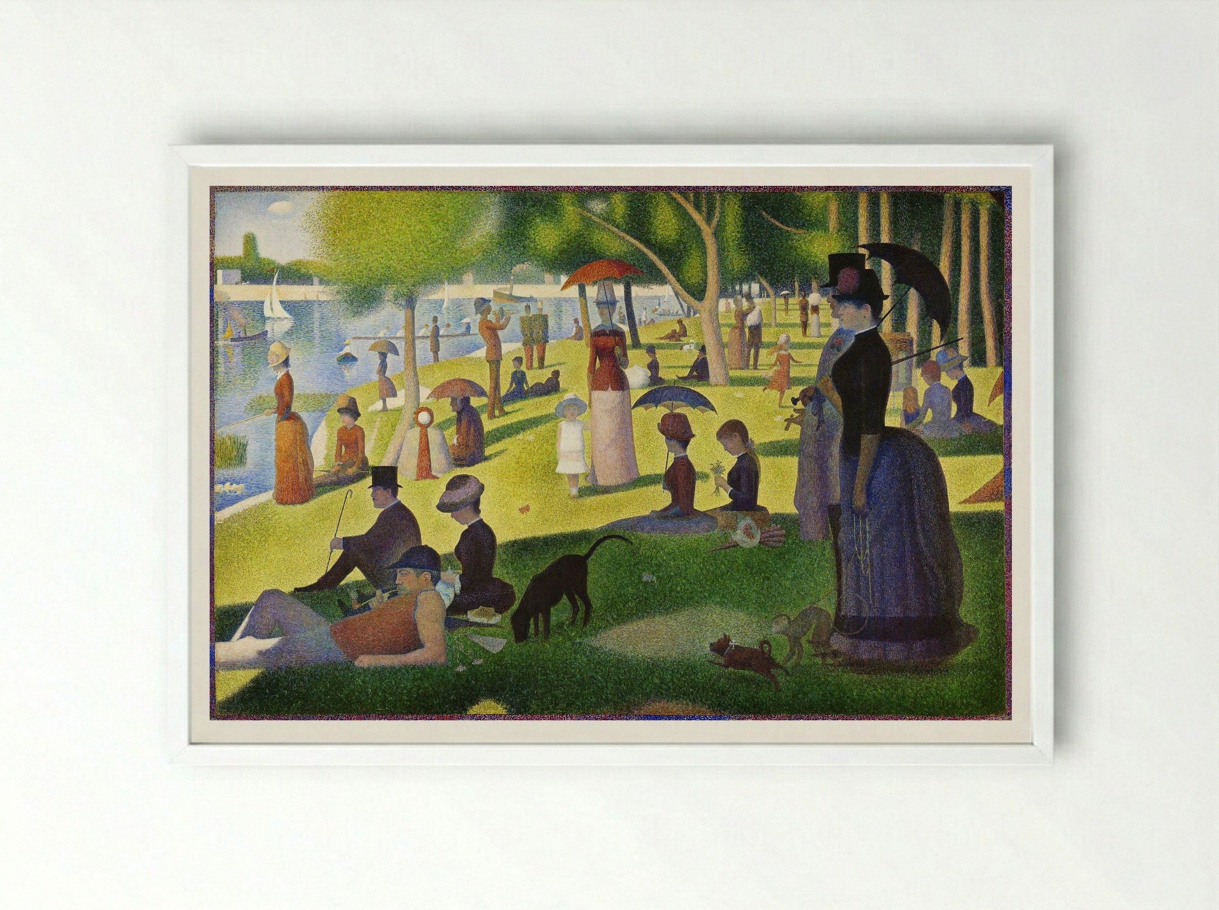 A Sunday on La Grande Jatte - Georges Seurat - Framed Print White