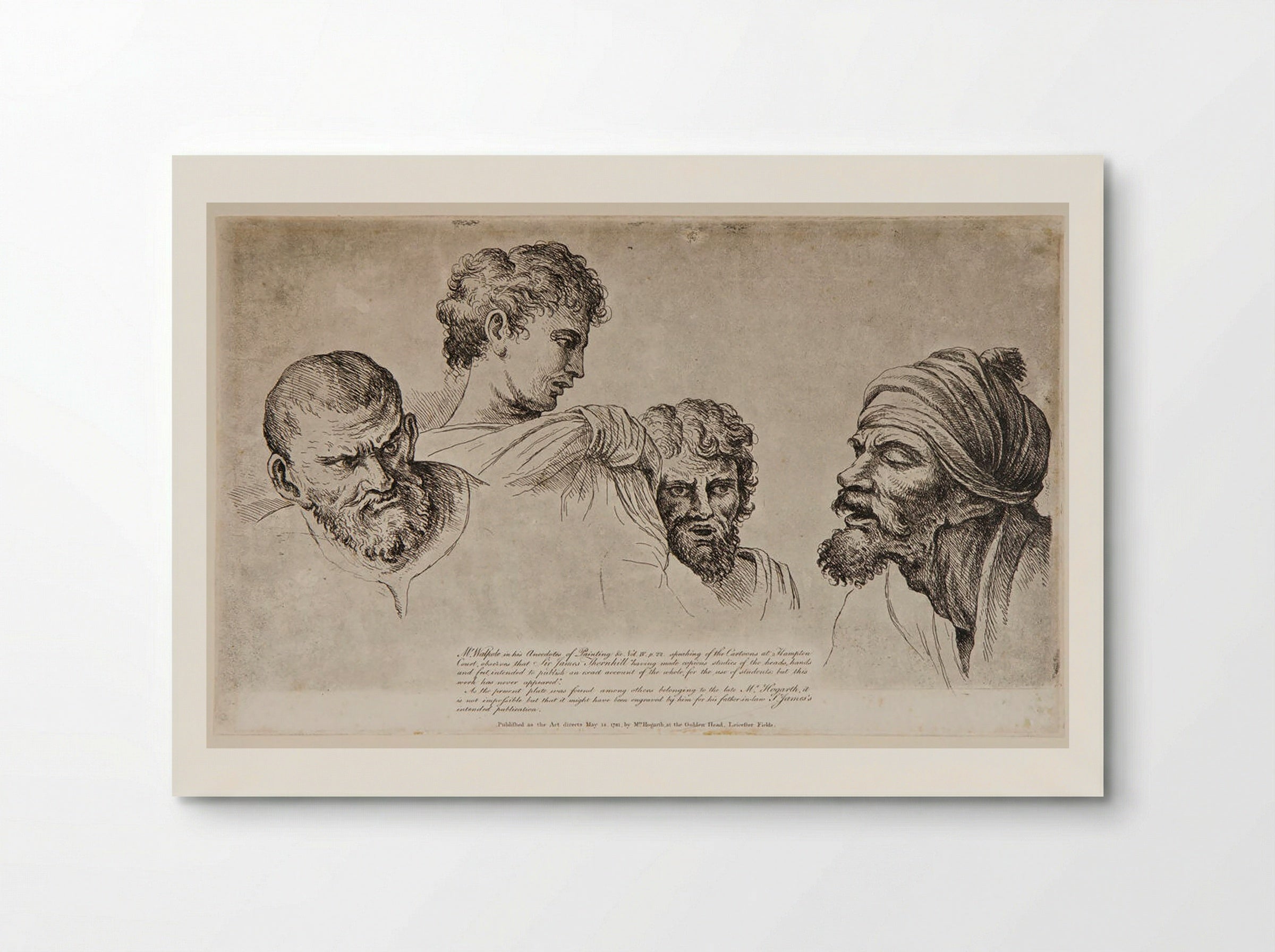 Four Heads from the Raphael Cartoons at Hampton Court - William Hogarth - Poster