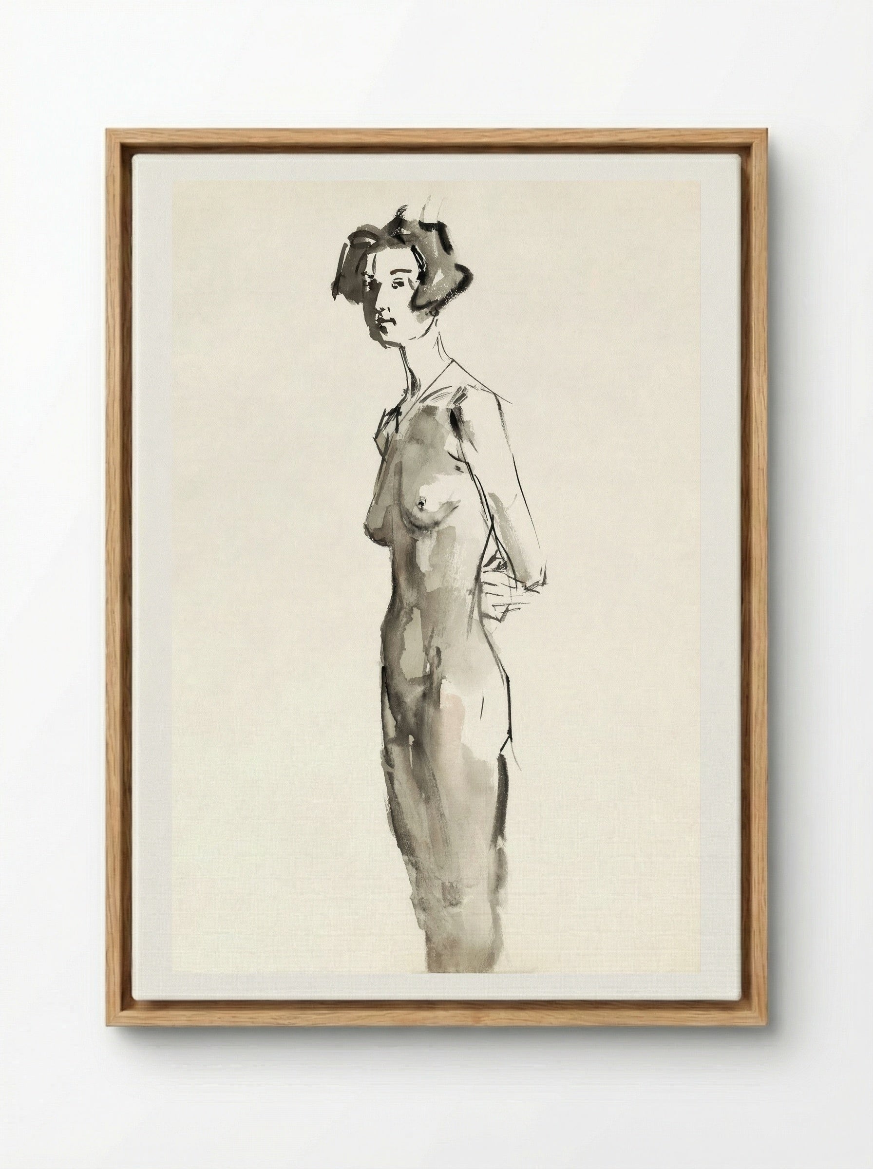 Standing Female Nude - Isaac Israels - Framed Canvas Wood