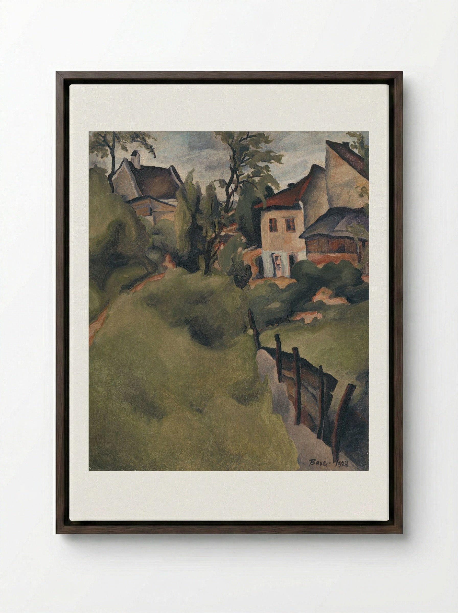 Corner of Košice - Konstantin Bauer - Framed Canvas Dark Wood