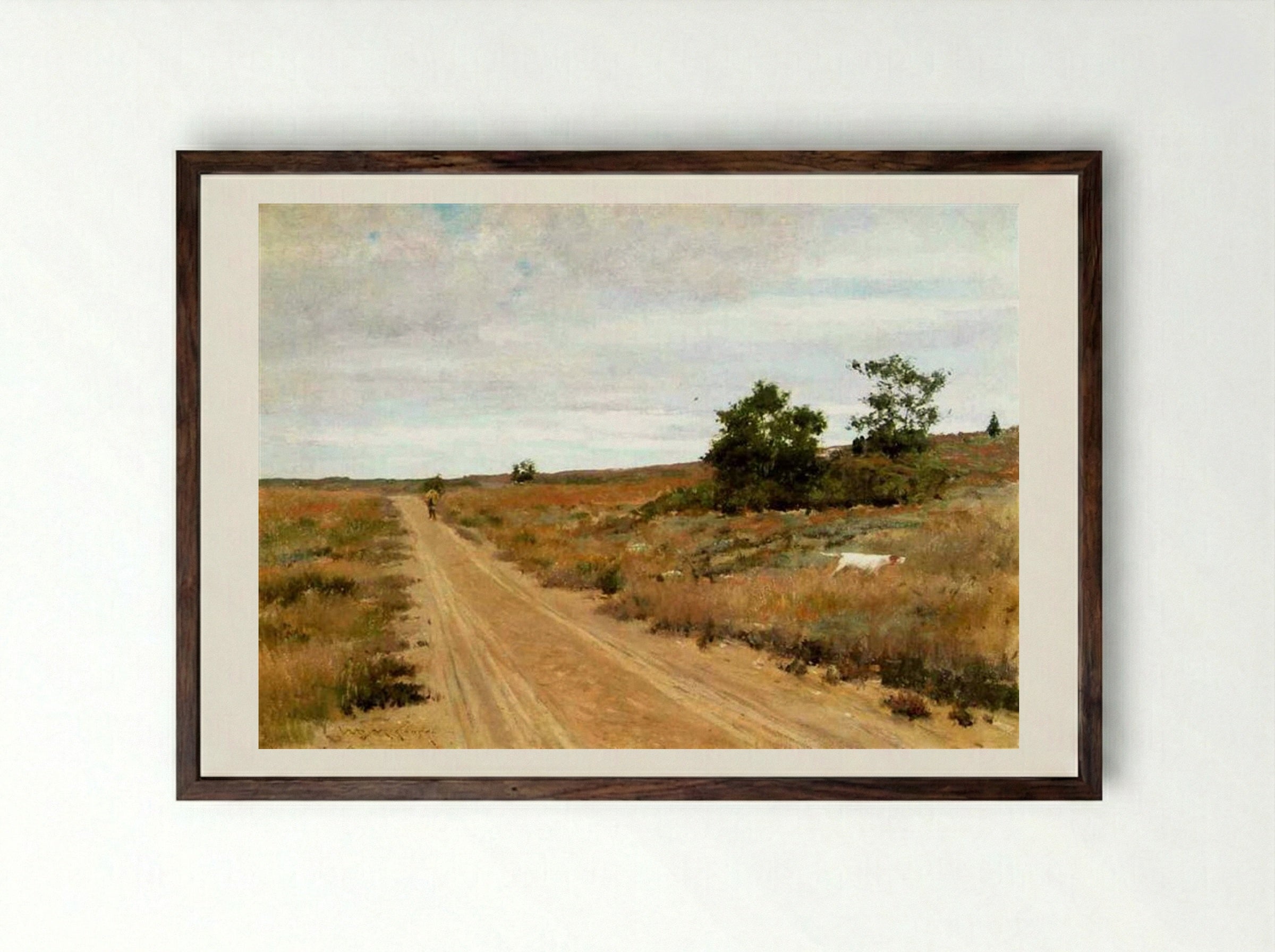 Hunting Game in Shinnecock Hills - William Merritt Chase - Framed Print Dark Wood