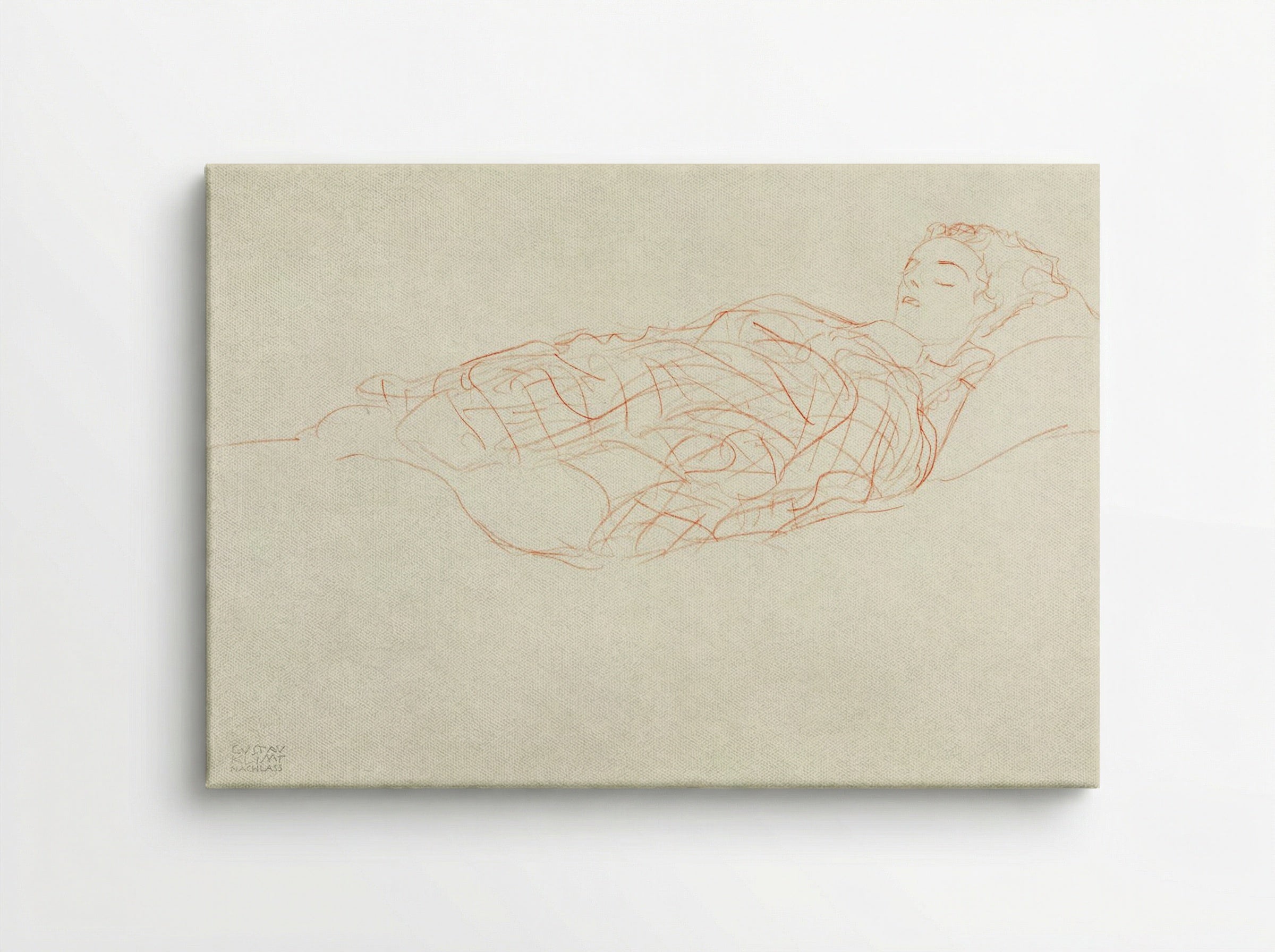 Study of a Woman Wrapped in a Plaid, Resting - Gustav Klimt - Canvas