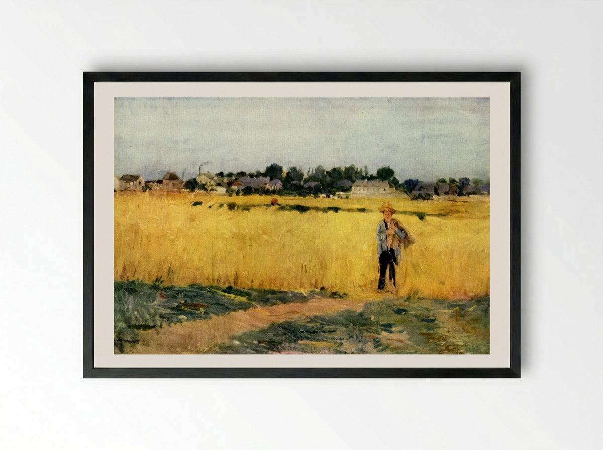 In the Wheatfield at Gennevilliers - Berthe Morisot - Framed Print Black